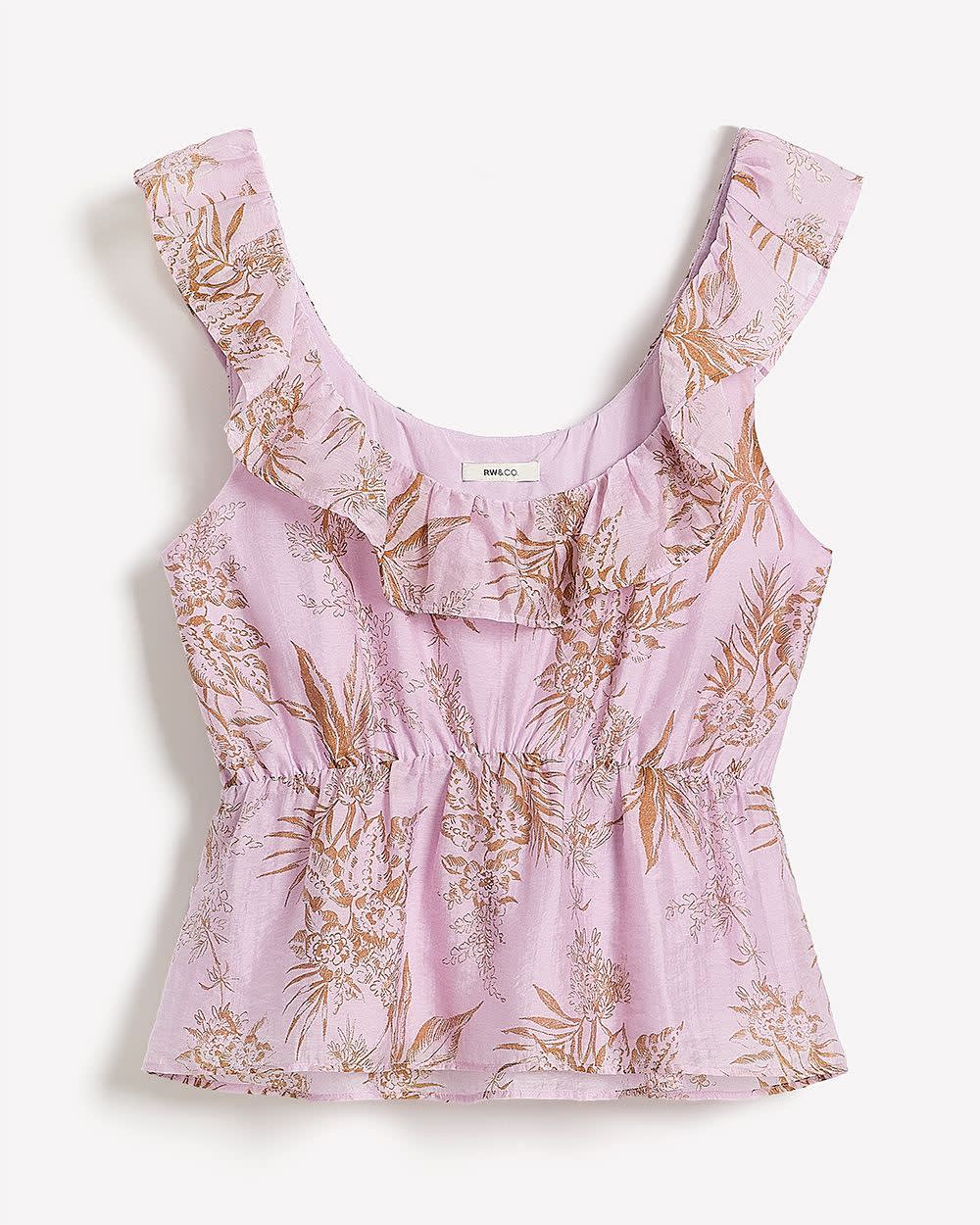 RW&CO Sleeveless U-Neck Empire-Cut Blouse with Ruffles