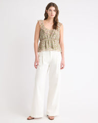 RW&CO Sleeveless U-Neck Empire-Cut Blouse with Ruffles