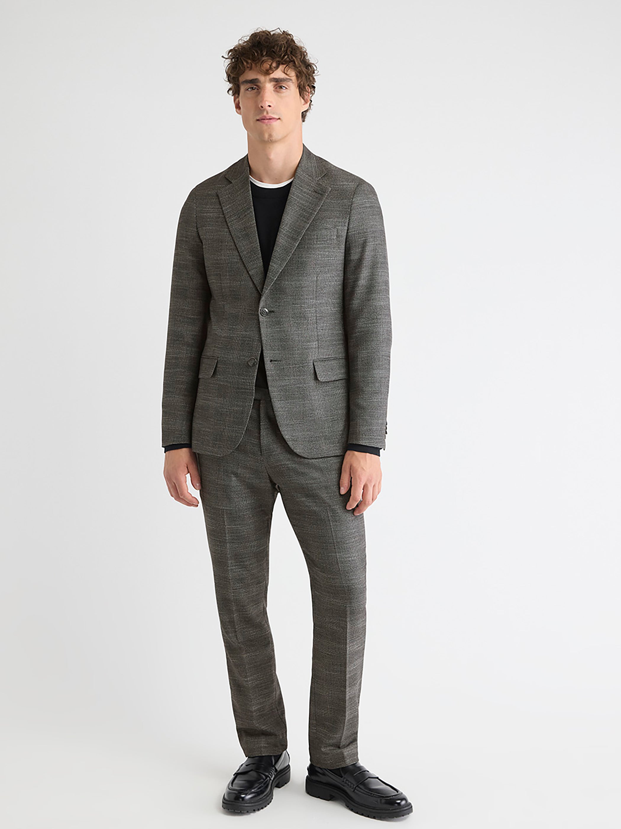 RW&CO Slim Fit Charcoal Checkered Suit Blazer