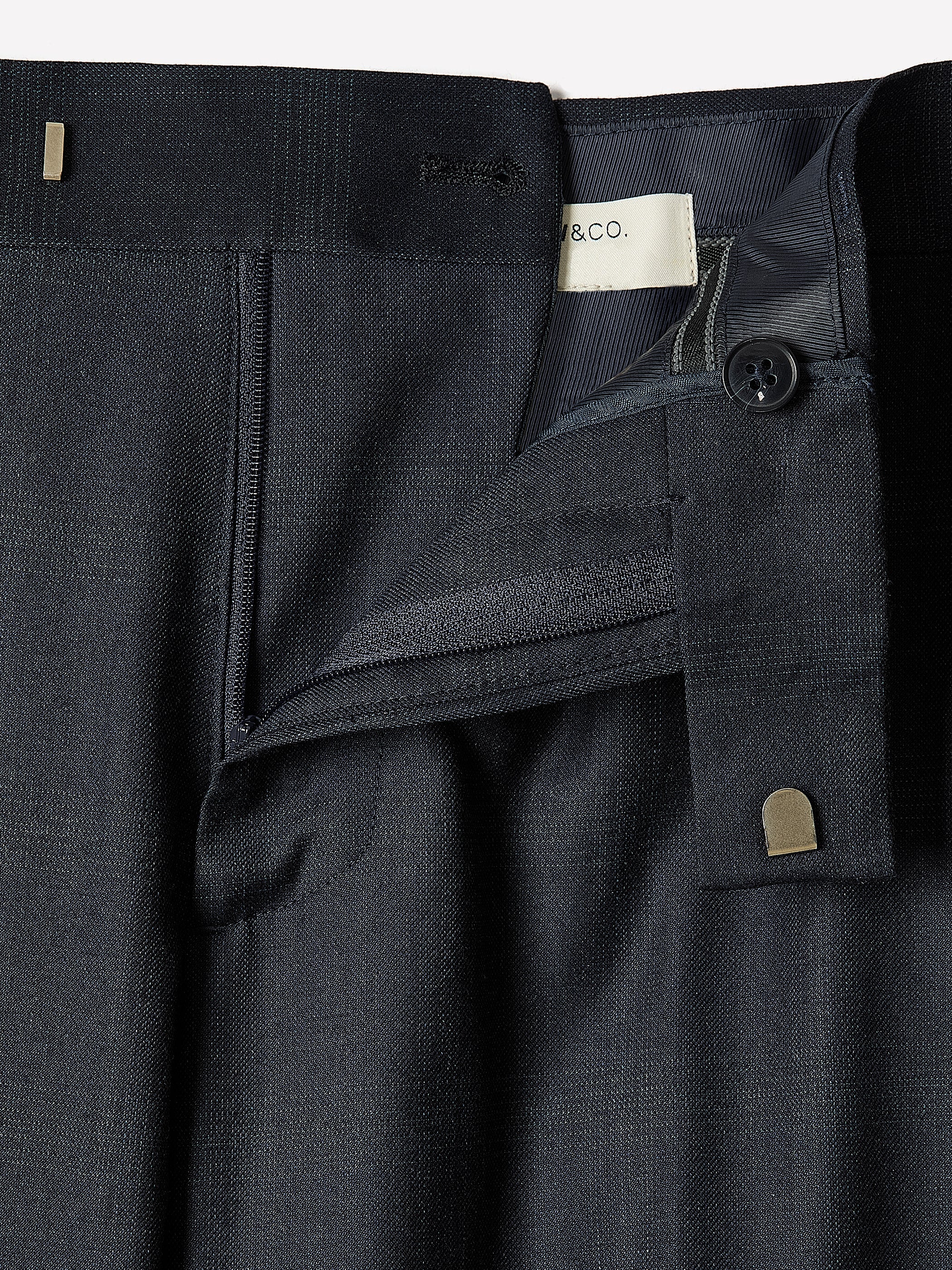 RW&CO Tailored Fit Navy Checkered Suit Pant