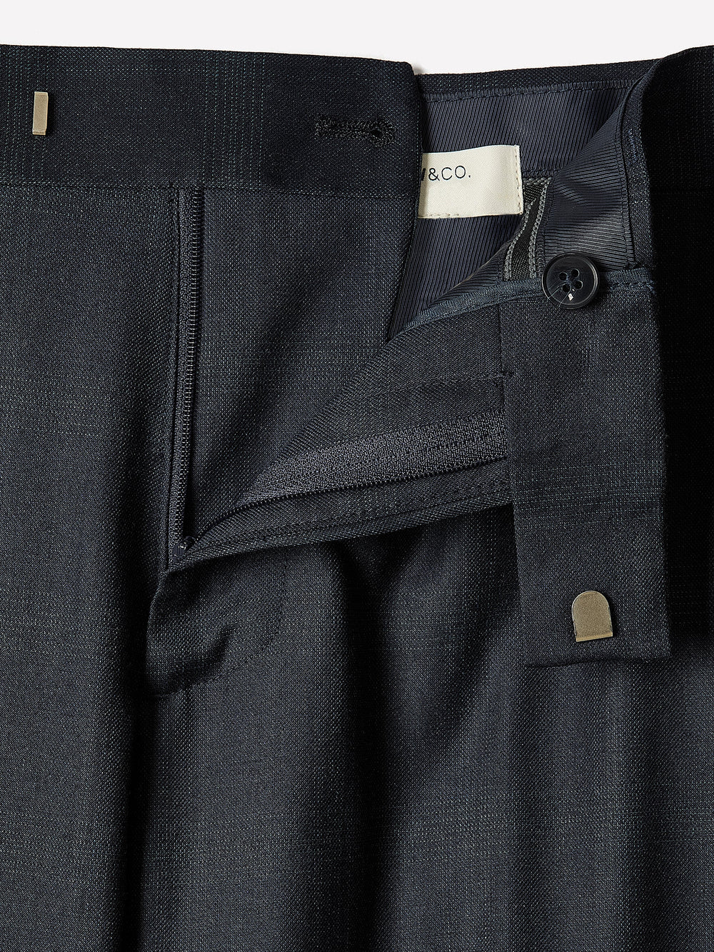 RW&CO Tailored Fit Navy Checkered Suit Pant