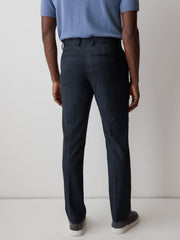 RW&CO Slim Fit Navy Checkered Suit Pant