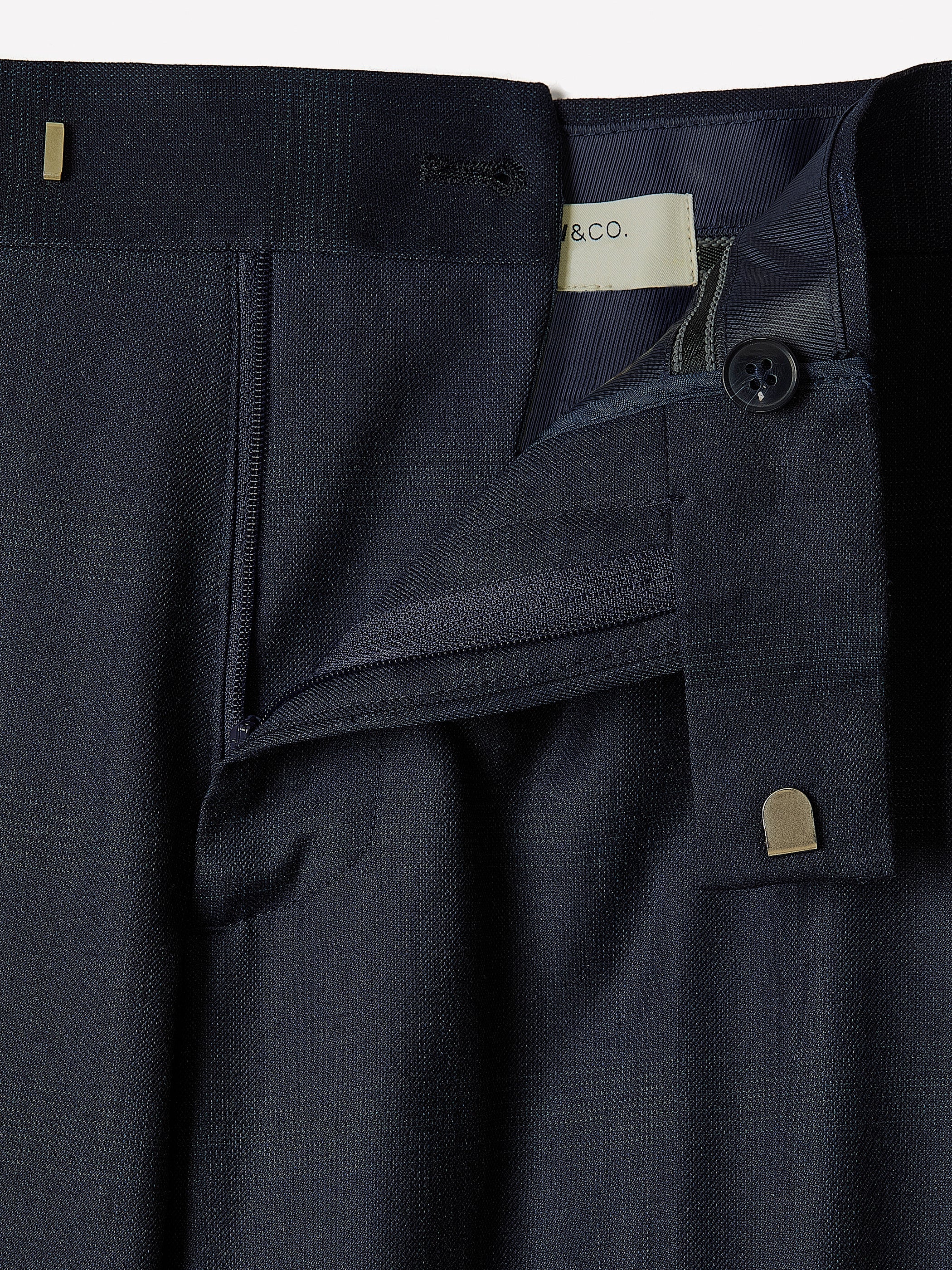RW&CO Slim Fit Navy Checkered Suit Pant