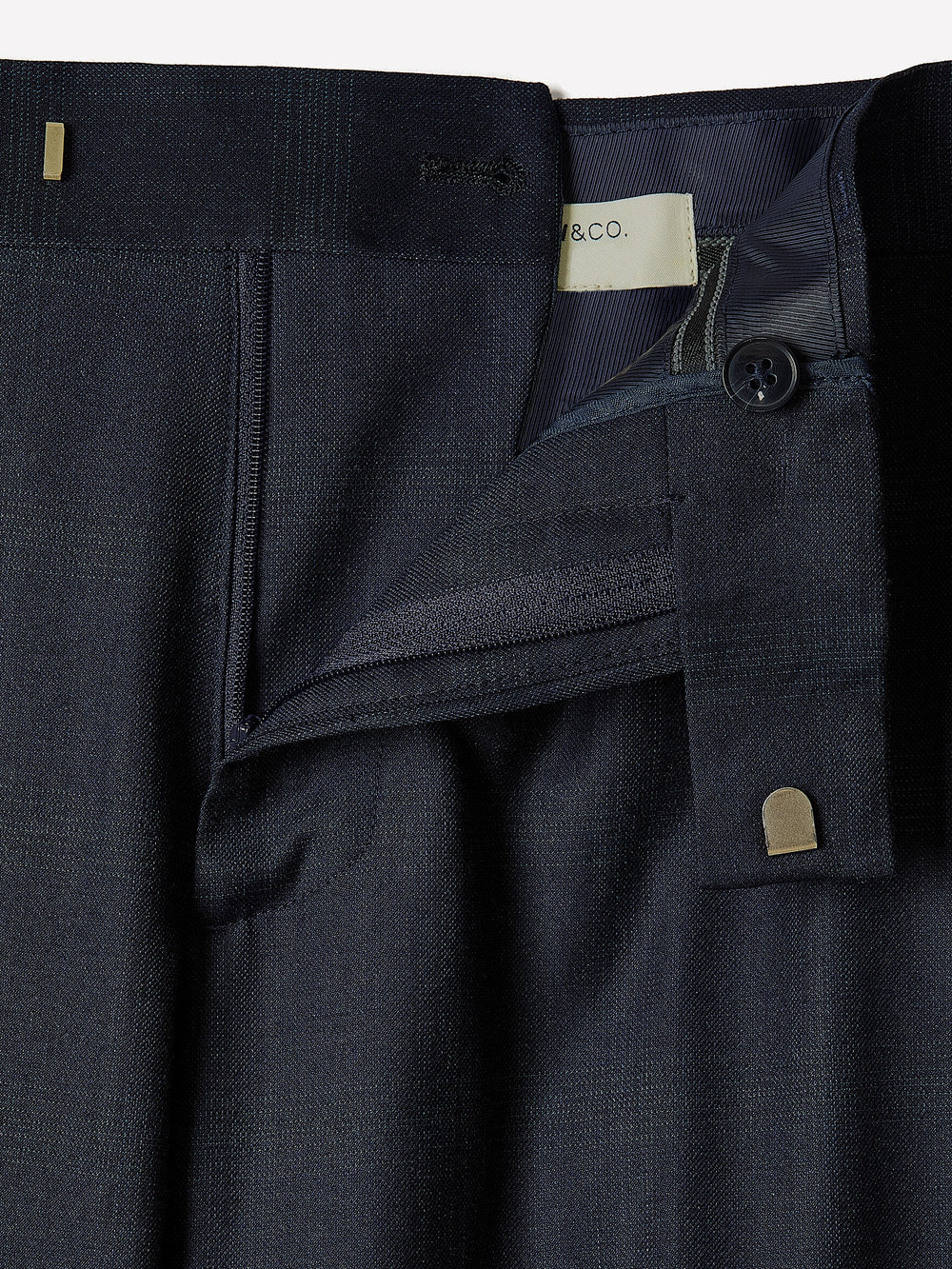 RW&CO Slim Fit Navy Checkered Suit Pant