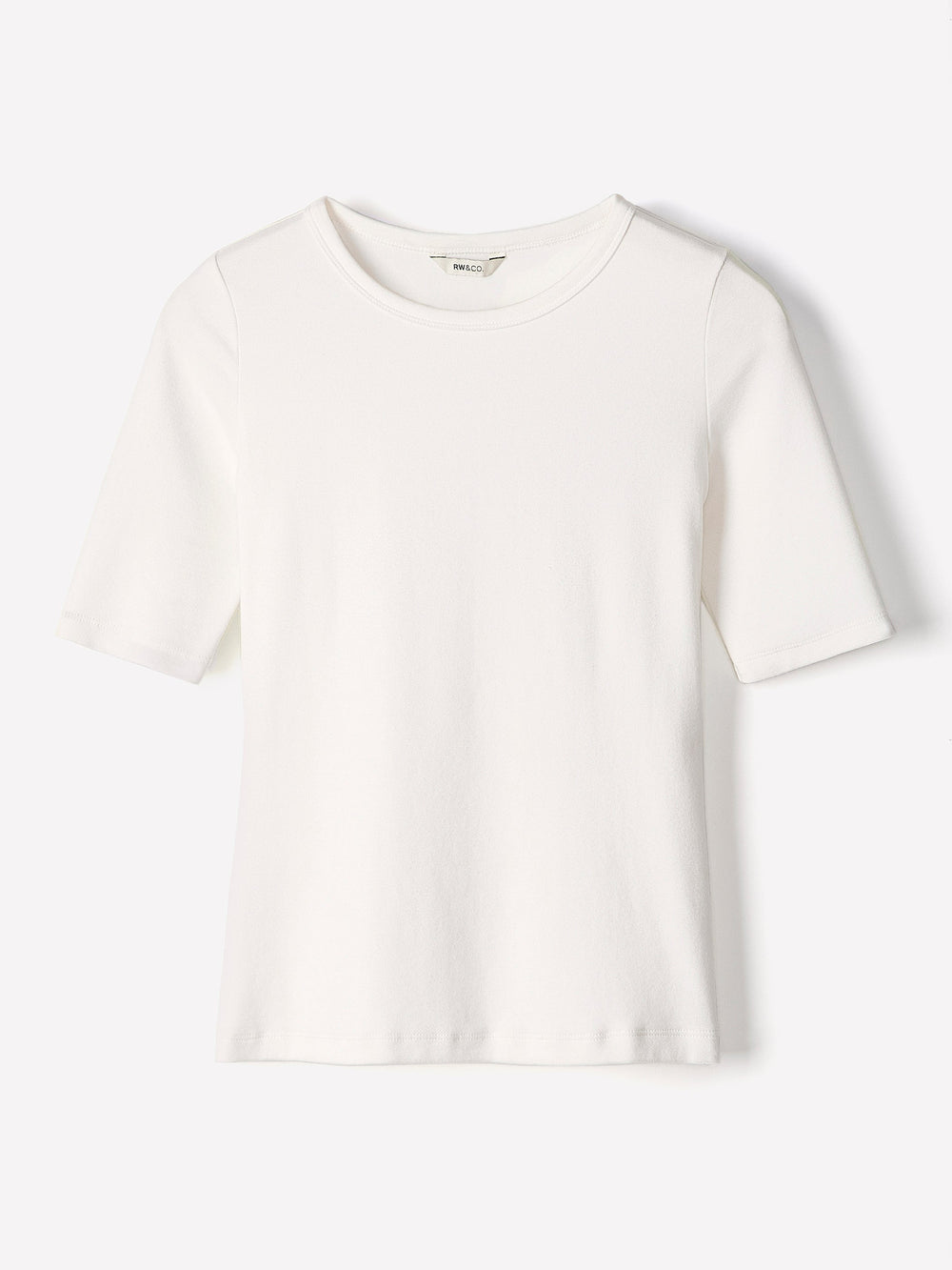 RW&CO Elbow-Sleeve Crew-Neck Fitted Tee