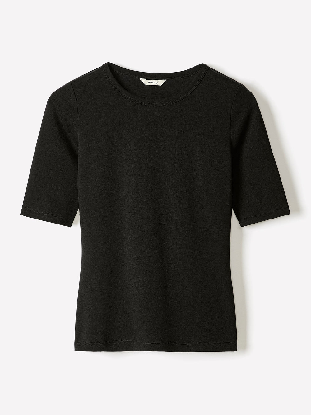 RW&CO Elbow-Sleeve Crew-Neck Fitted Tee