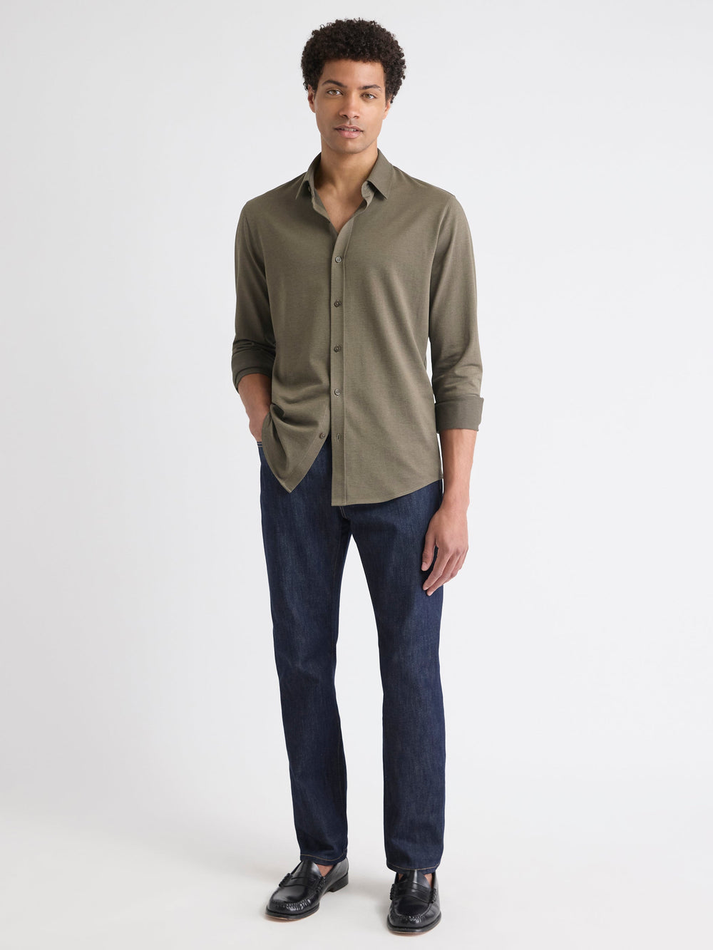 RW&CO Long-Sleeve Piqué-Knit Shirt