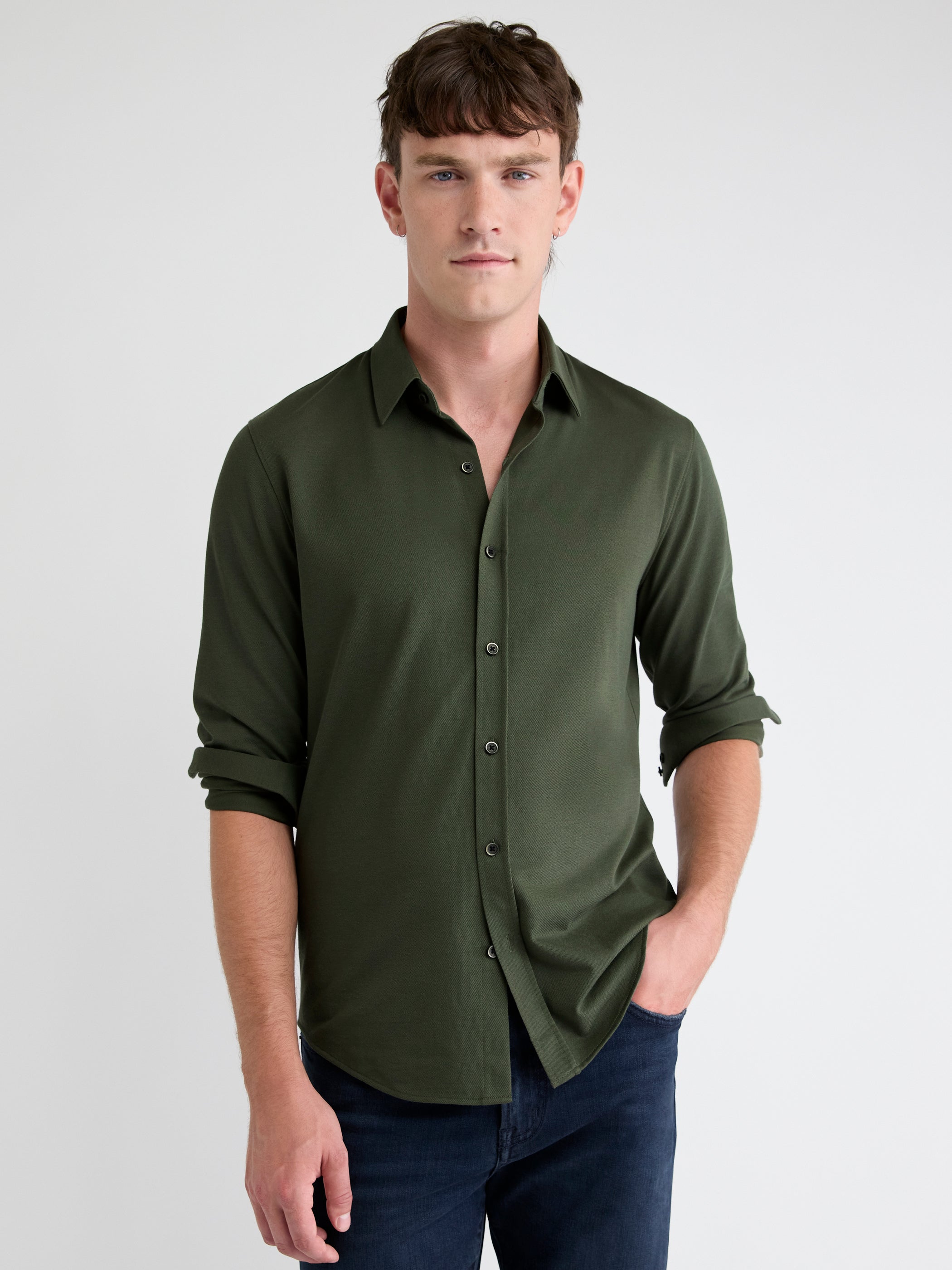 RW&CO Long-Sleeve Piqué-Knit Shirt