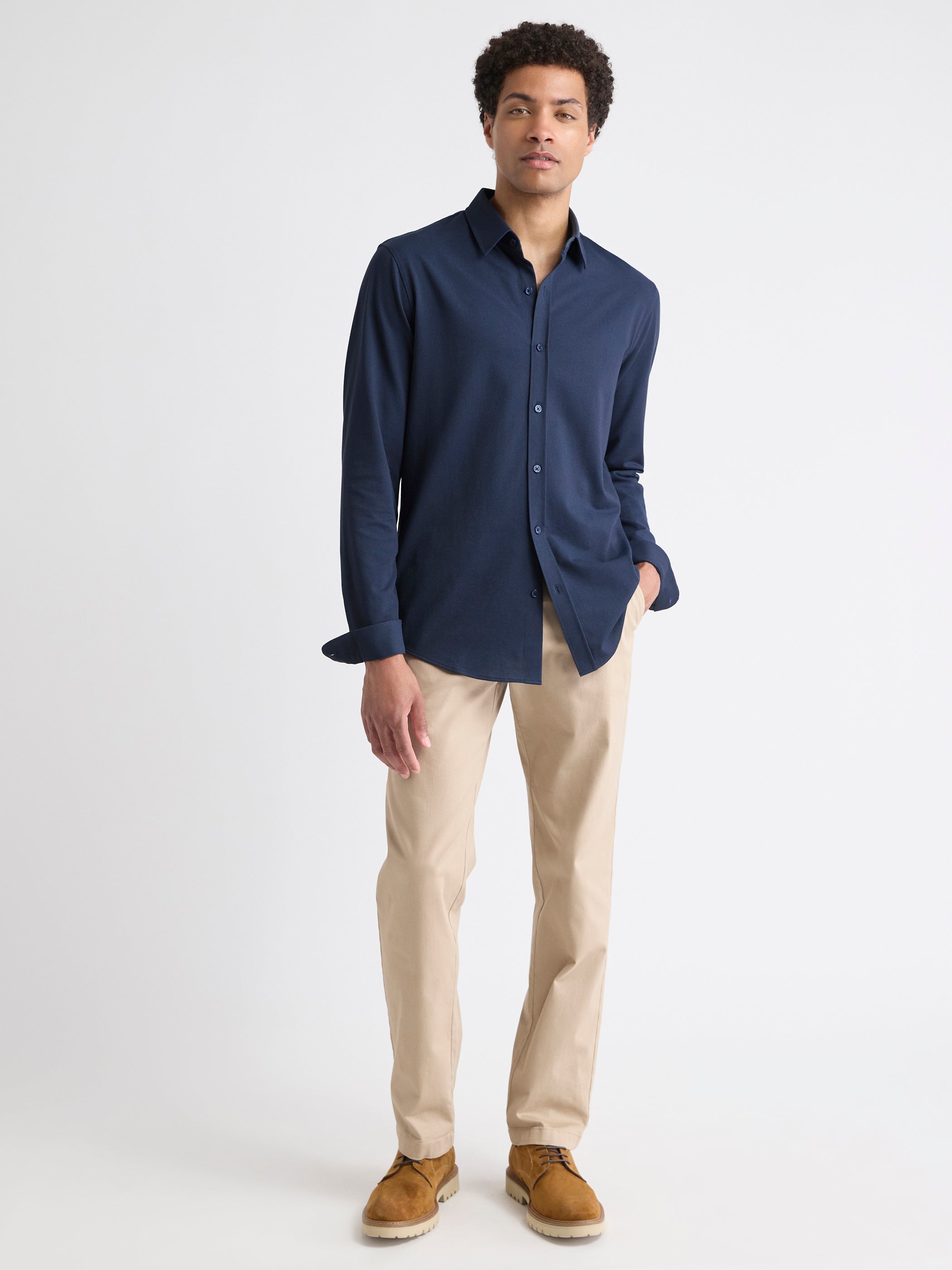 RW&CO Long-Sleeve Piqué-Knit Shirt