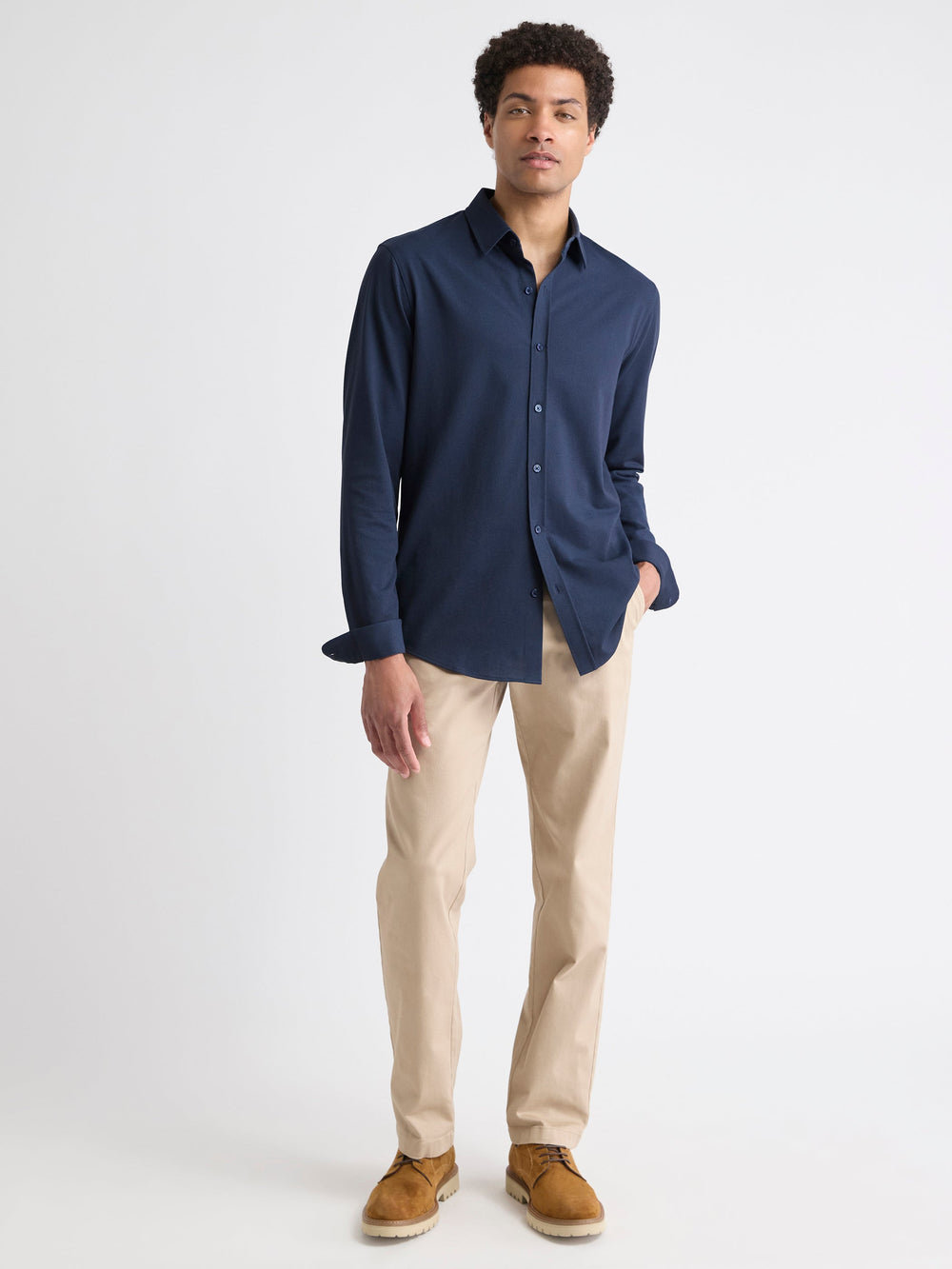 RW&CO Long-Sleeve Piqué-Knit Shirt