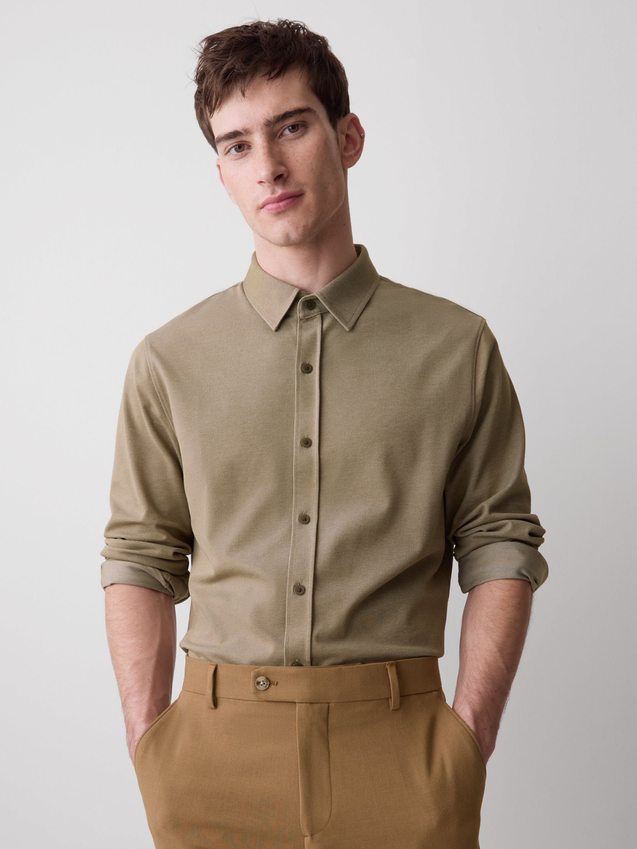 RW&CO Long-Sleeve Piqué-Knit Shirt