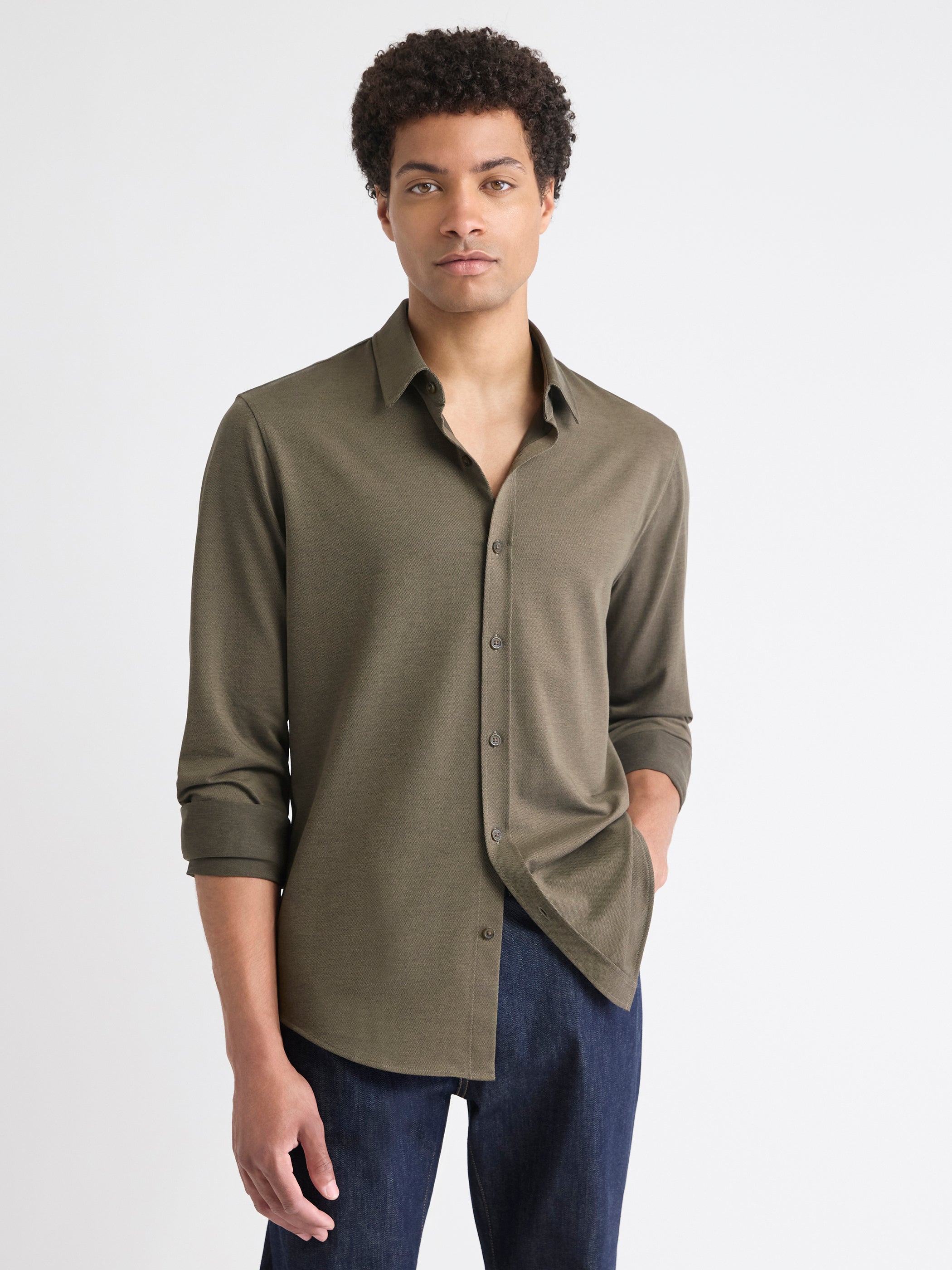 RW&CO Long-Sleeve Piqué-Knit Shirt