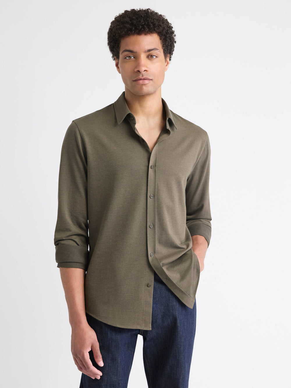 RW&CO Long-Sleeve Piqué-Knit Shirt