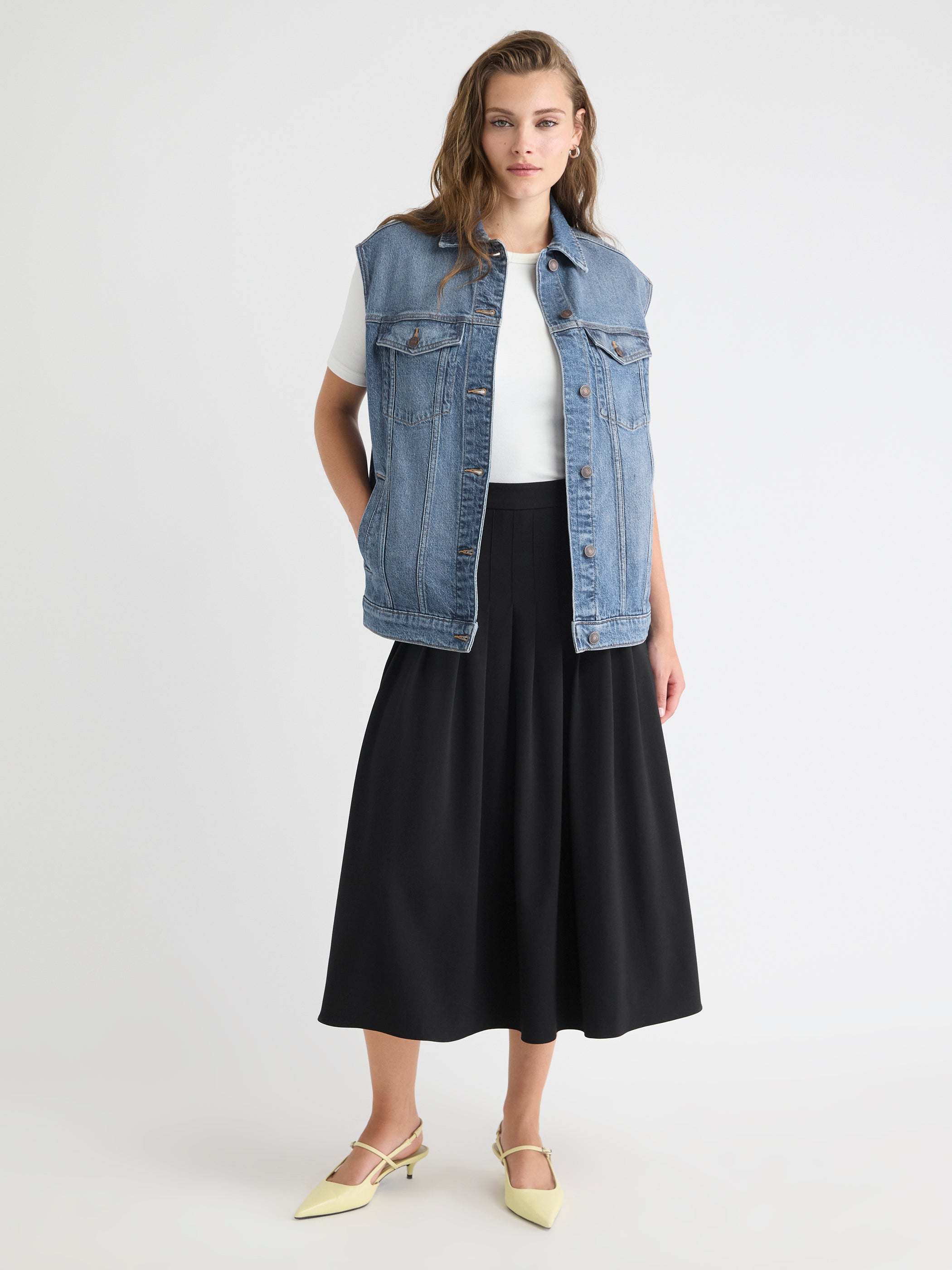 RW&CO Oversized Sleeveless Denim Jacket