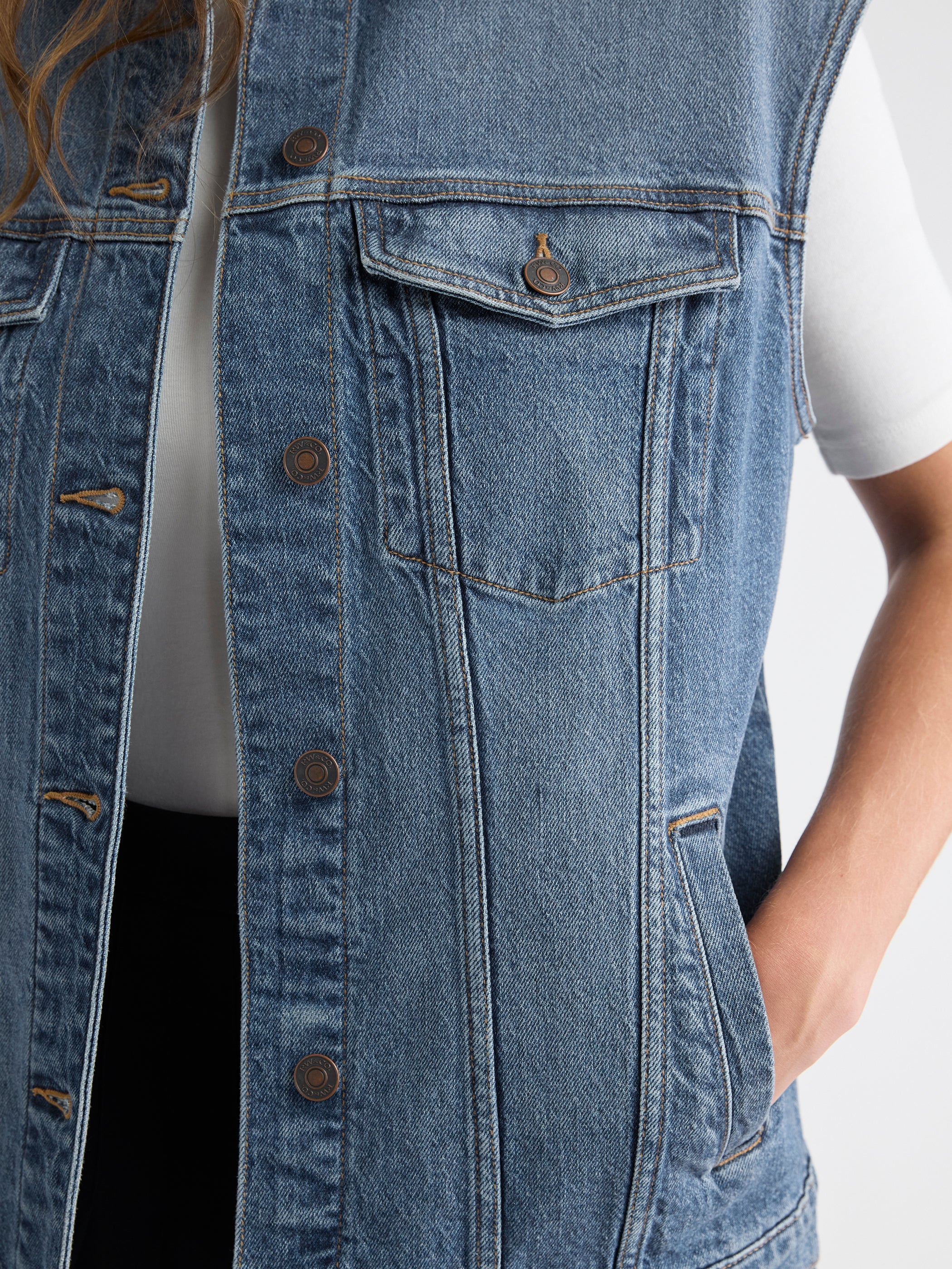 RW&CO Oversized Sleeveless Denim Jacket