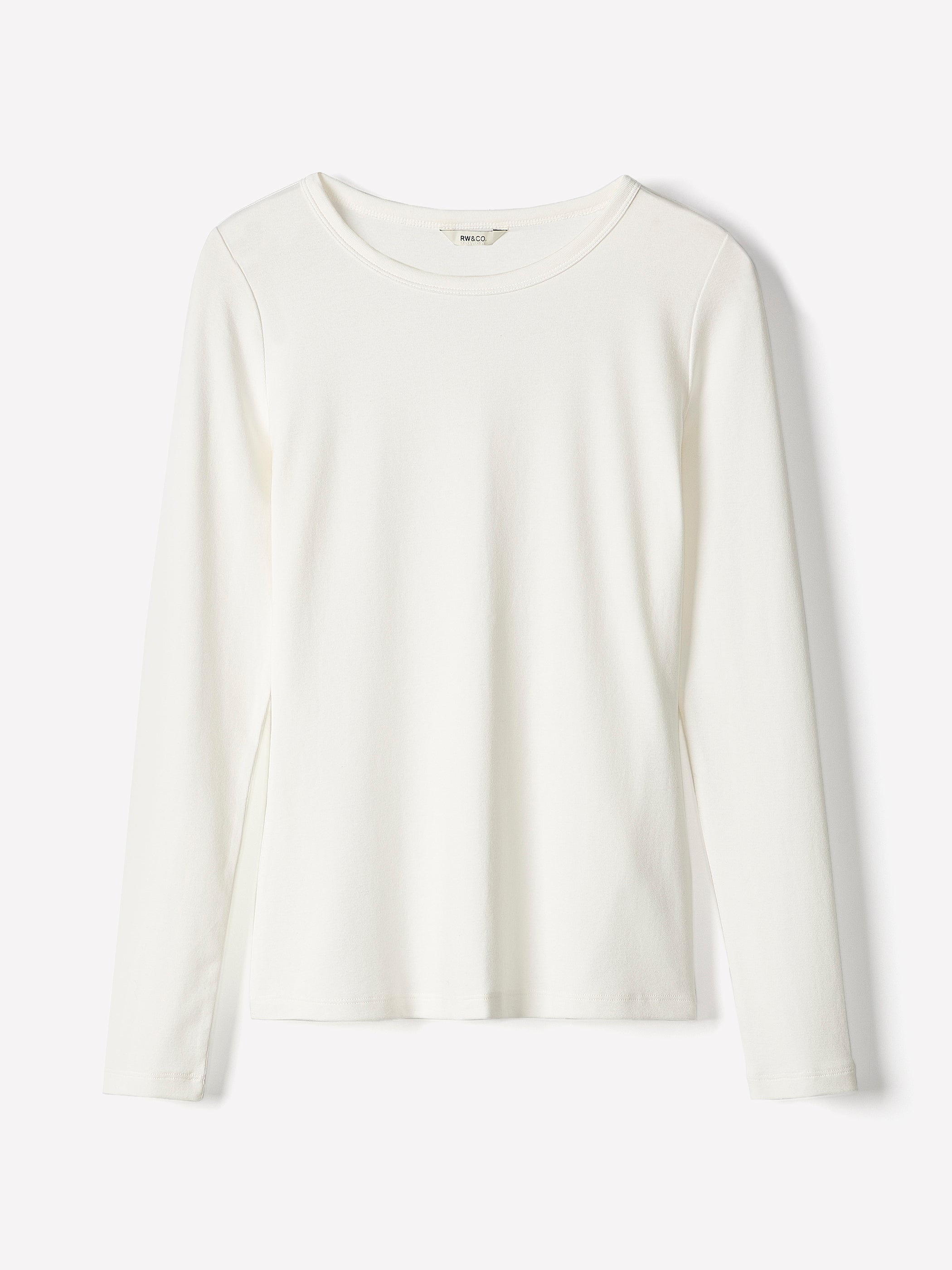 RW&CO Luxe Knit Long-Sleeve Crew-Neck Fitted Ribbed Tee