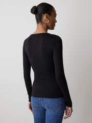 RW&CO Luxe Knit Long-Sleeve Crew-Neck Fitted Ribbed Tee