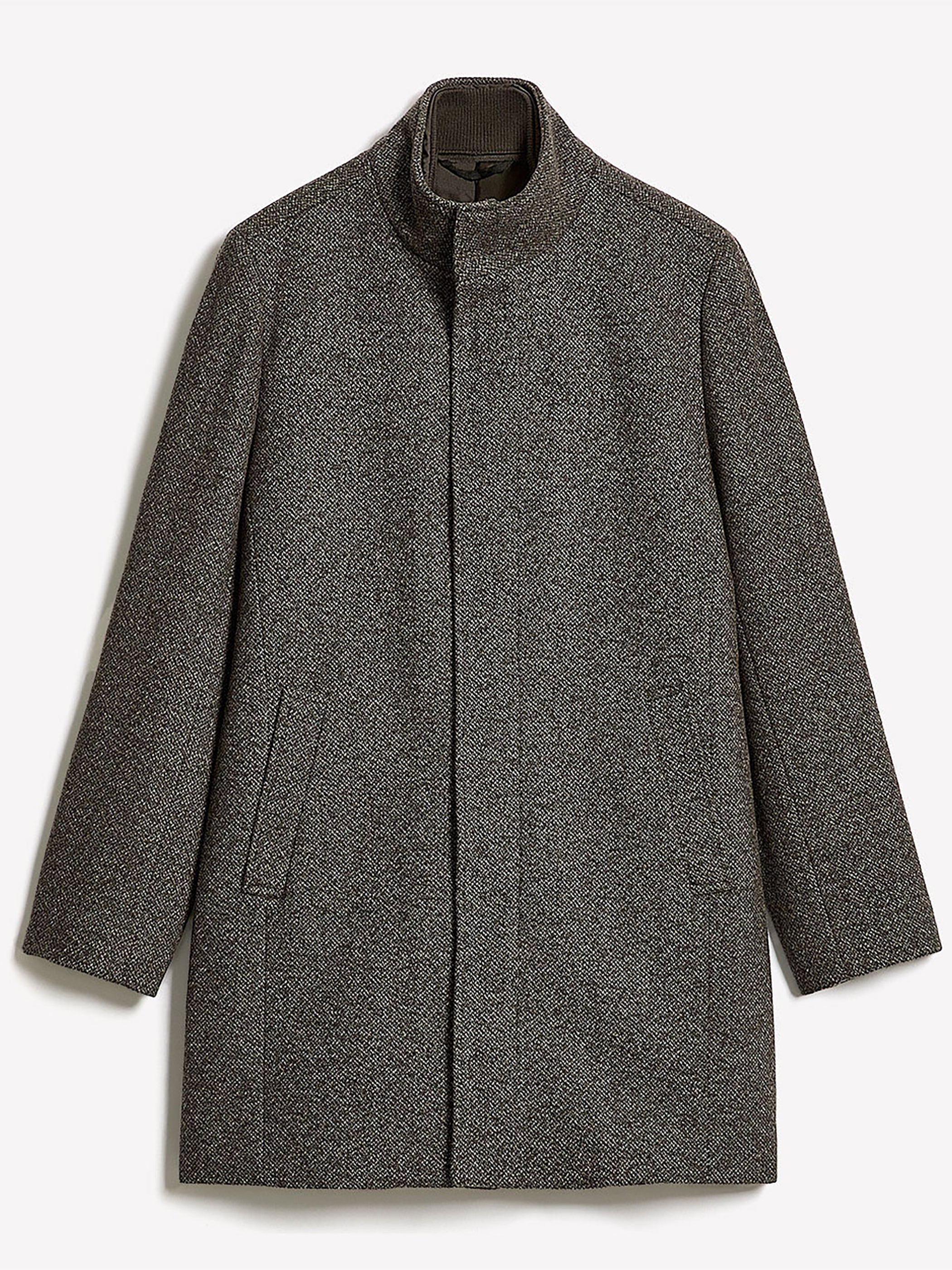 RW&CO Classic Mock-Neck Heathered-Wool Coat with Dickey