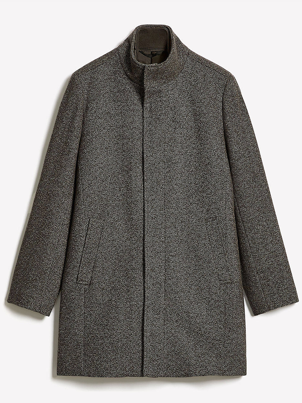 RW&CO Classic Mock-Neck Heathered-Wool Coat with Dickey