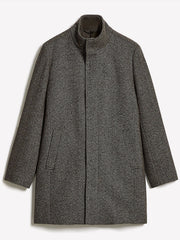 RW&CO Classic Mock-Neck Heathered-Wool Coat with Dickey