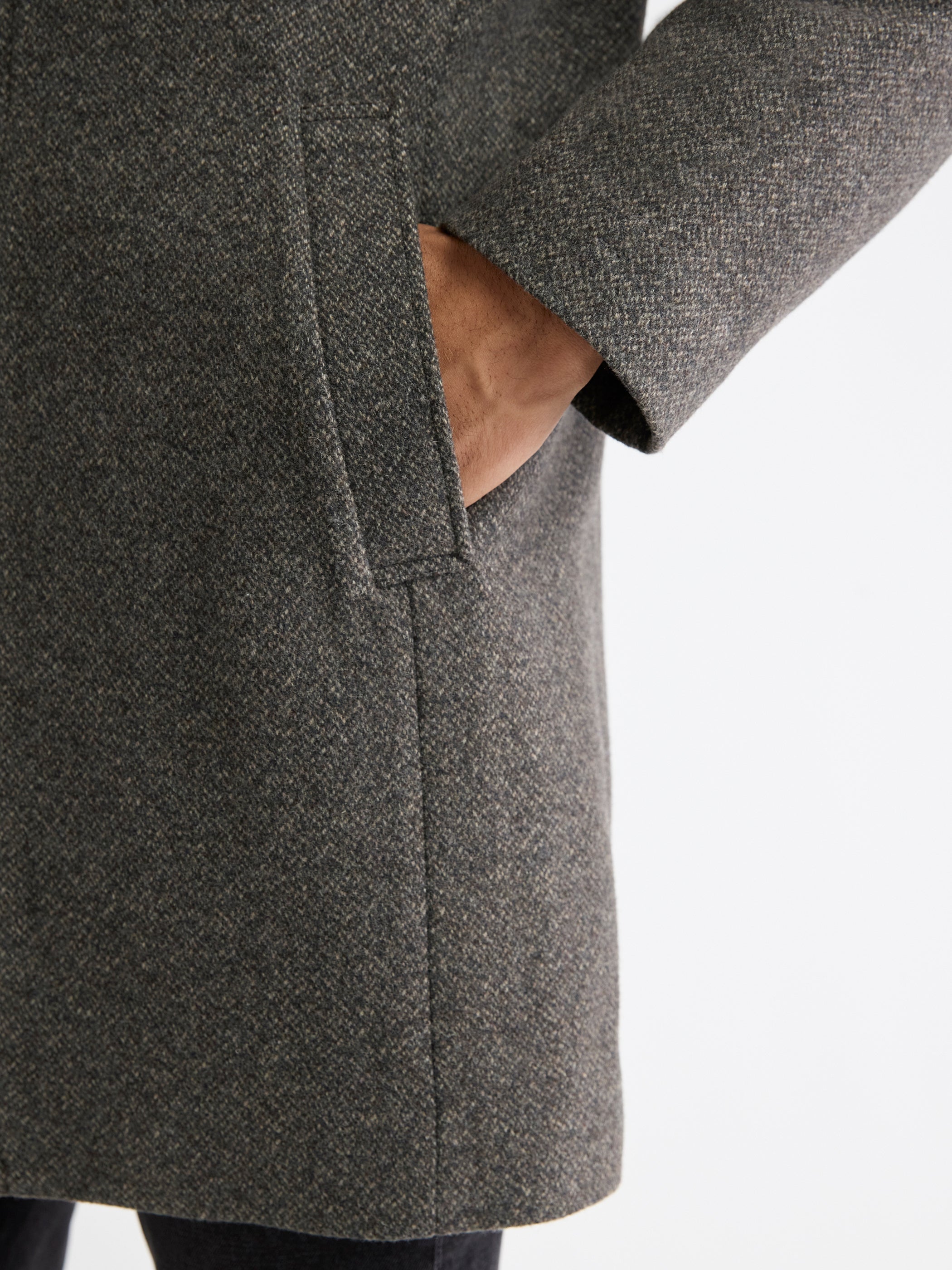RW&CO Classic Mock-Neck Heathered-Wool Coat with Dickey