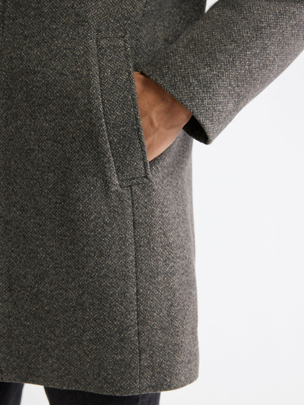 RW&CO Classic Mock-Neck Heathered-Wool Coat with Dickey