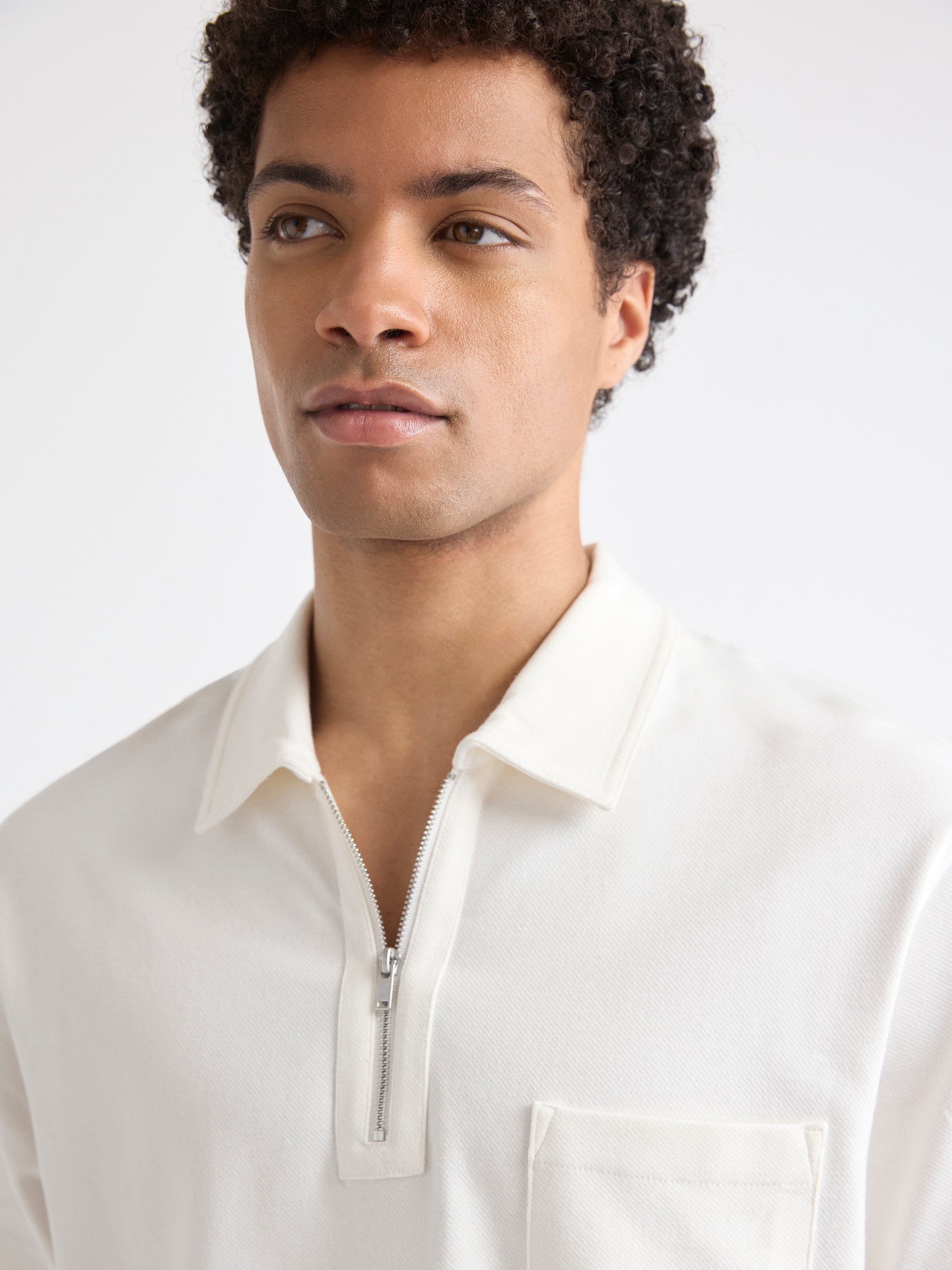 RW&CO Oversized Short-Sleeve Quarter-Zip Polo