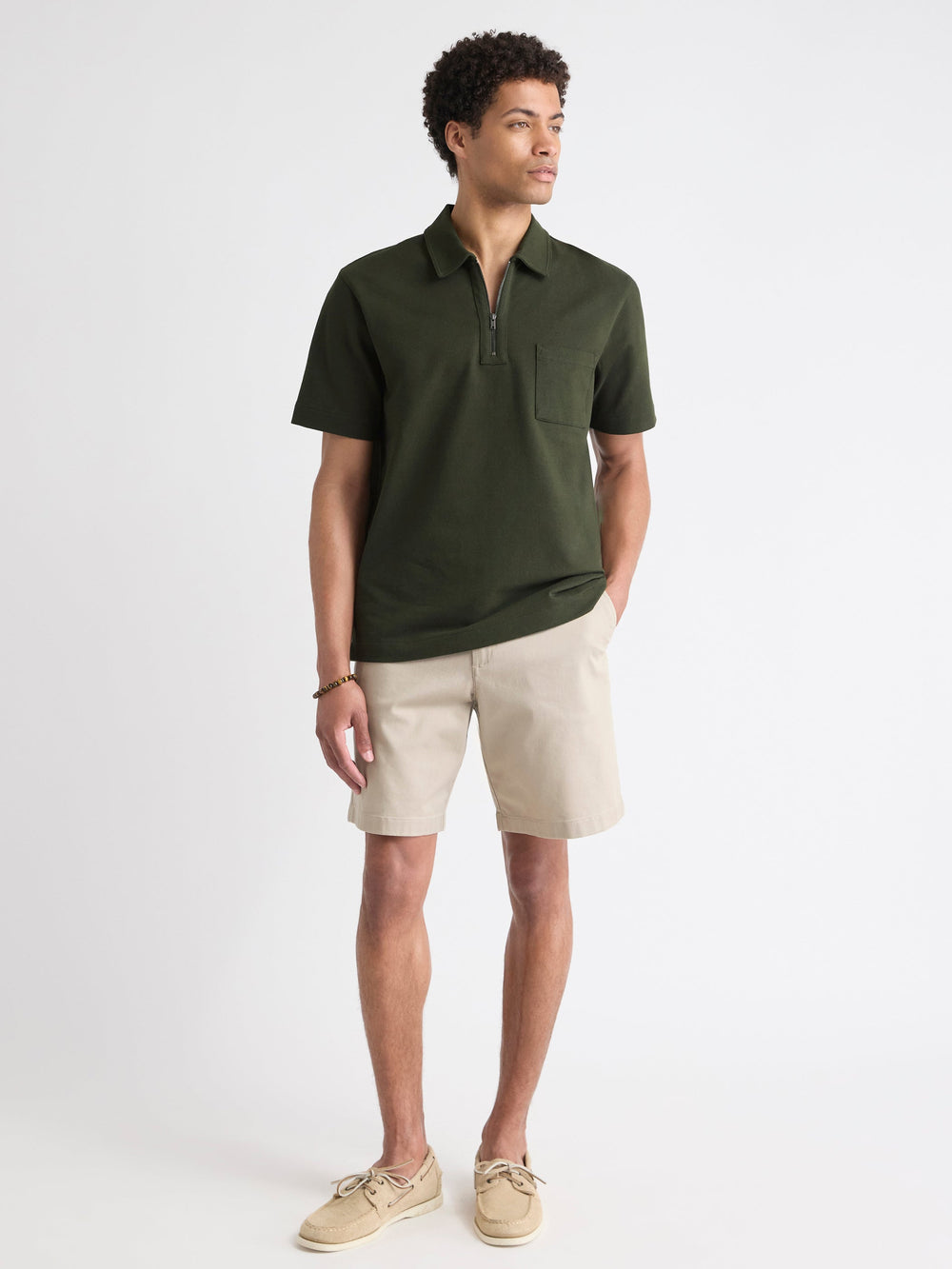 RW&CO Oversized Short-Sleeve Quarter-Zip Polo