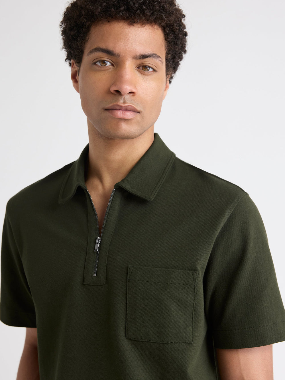 RW&CO Oversized Short-Sleeve Quarter-Zip Polo