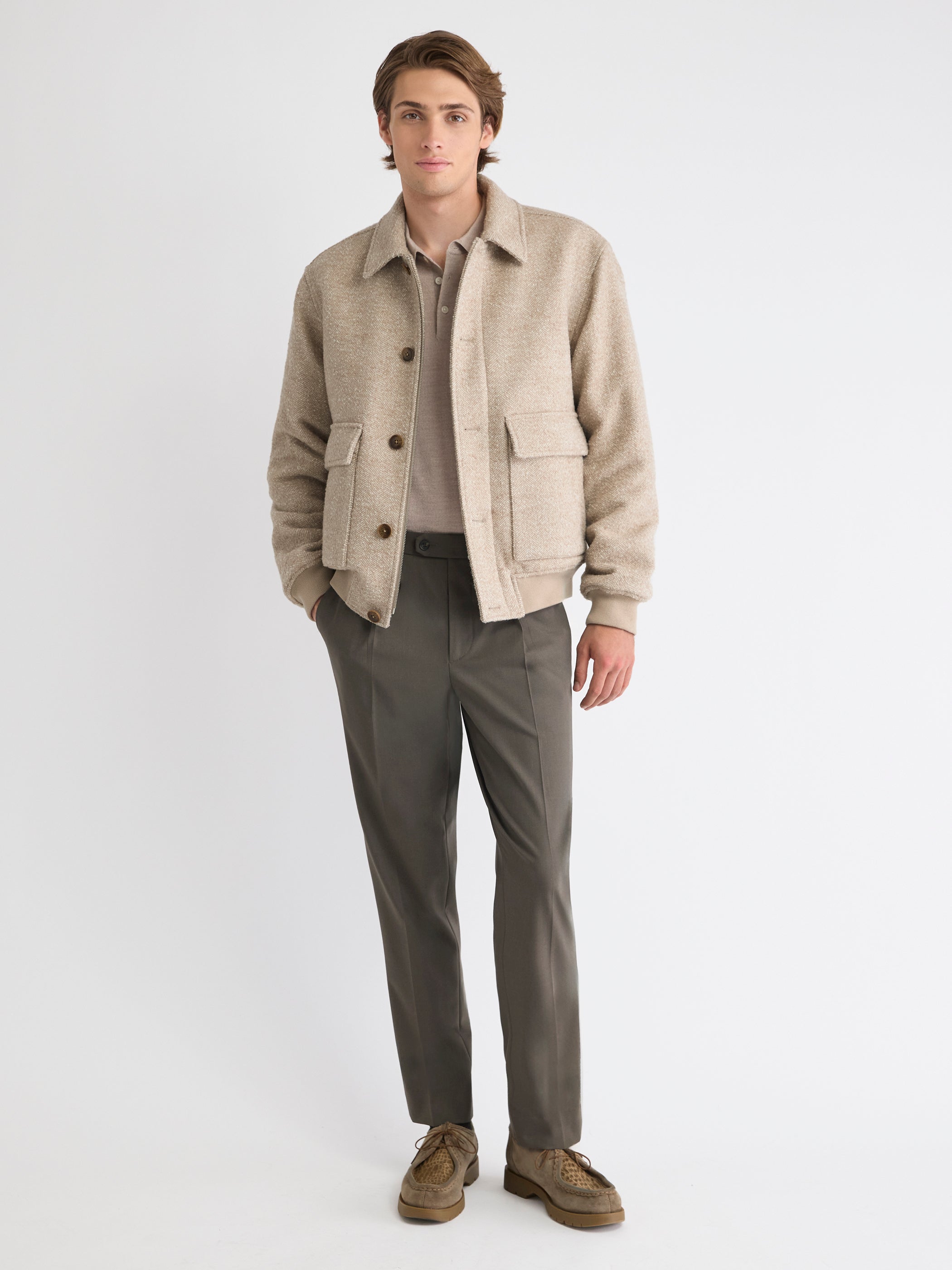 RW&CO Wool-Blend Tapered-Leg Pleated Dress Pant