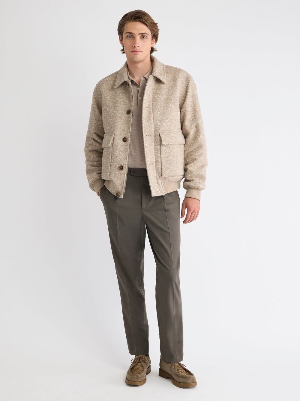 RW&CO Wool-Blend Tapered-Leg Pleated Dress Pant