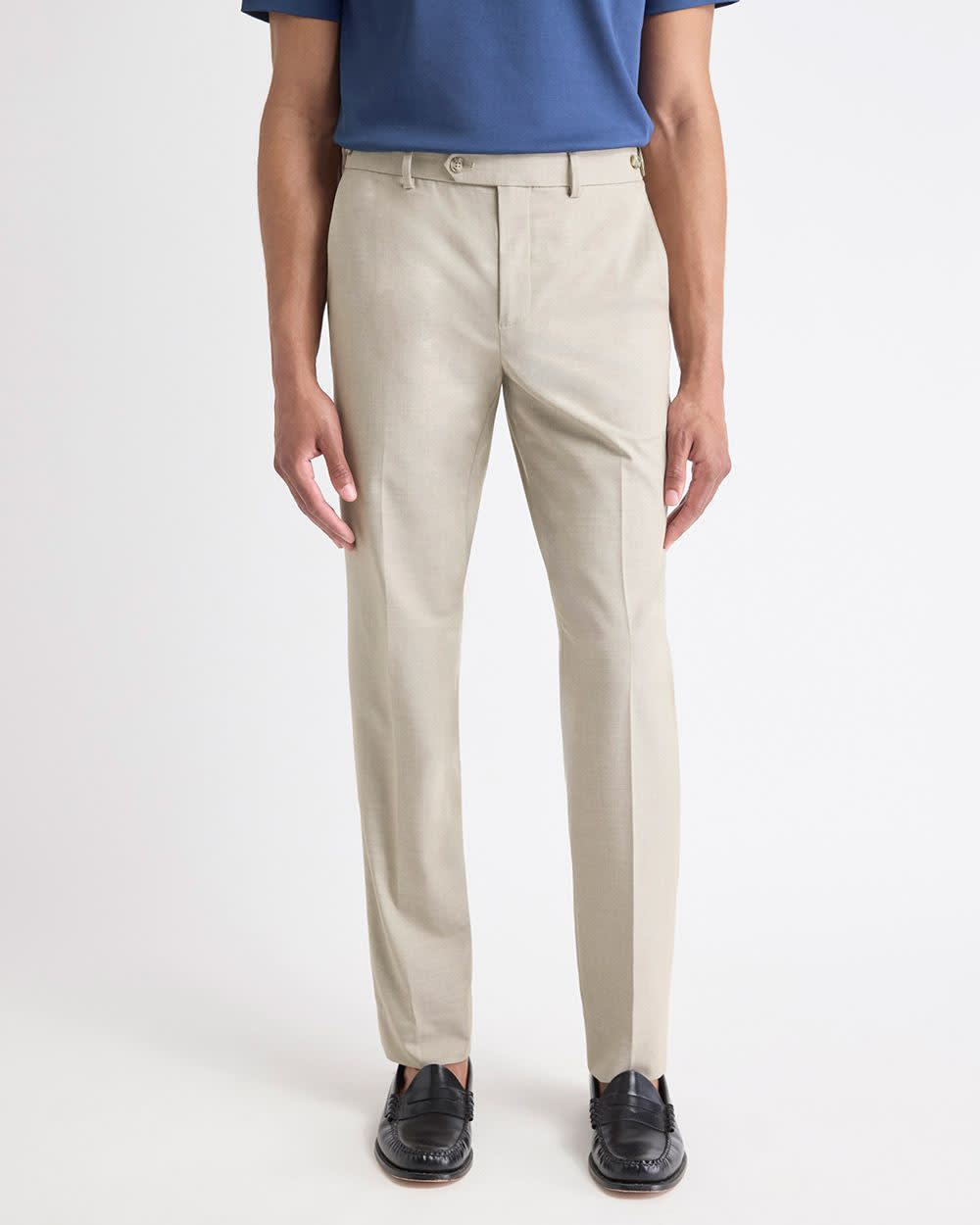 RW&CO Beige Slim-Fit Wool-Blend Essential Pant