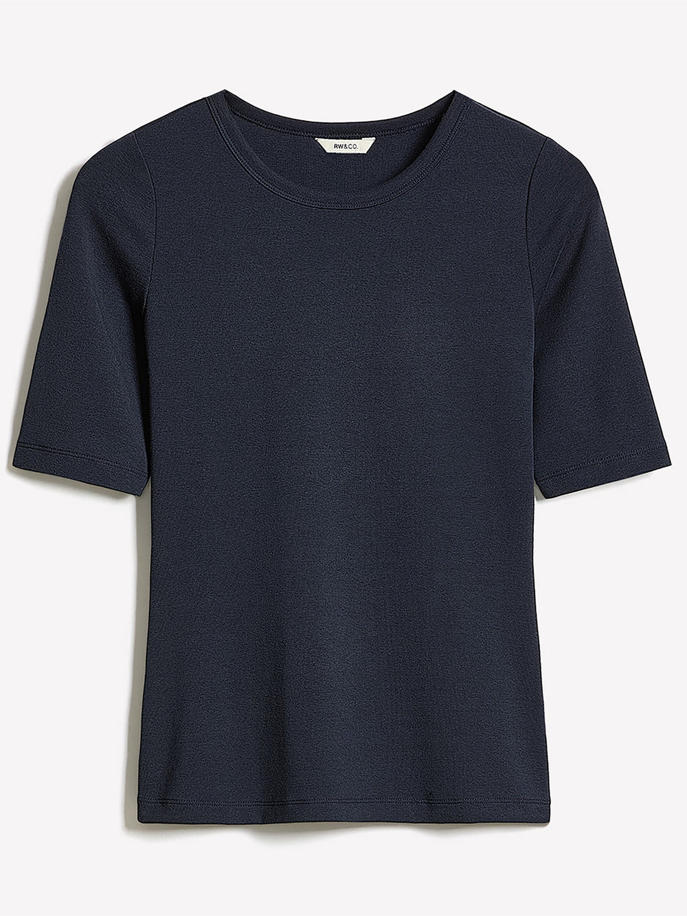 RW&CO Elbow-Sleeve Crew-Neck Fitted Tee