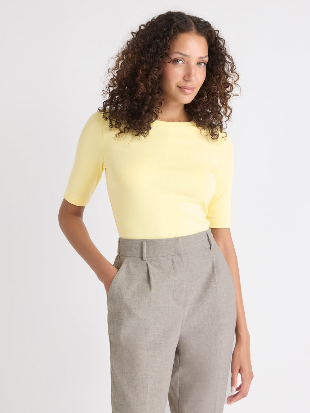 RW&CO Elbow-Sleeve Crew-Neck Fitted Tee