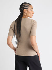 RW&CO Elbow-Sleeve Crew-Neck Fitted Tee
