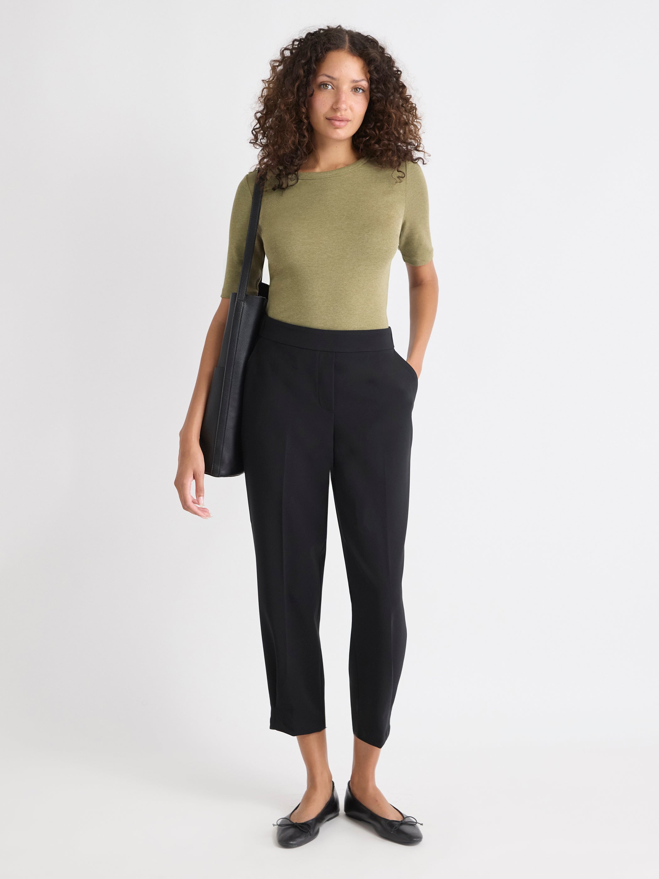 RW&CO Elbow-Sleeve Crew-Neck Fitted Tee