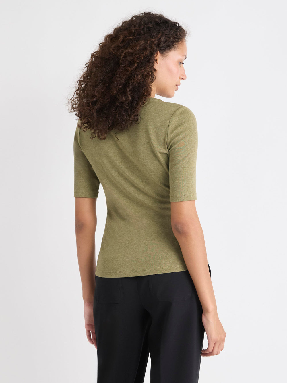 RW&CO Elbow-Sleeve Crew-Neck Fitted Tee
