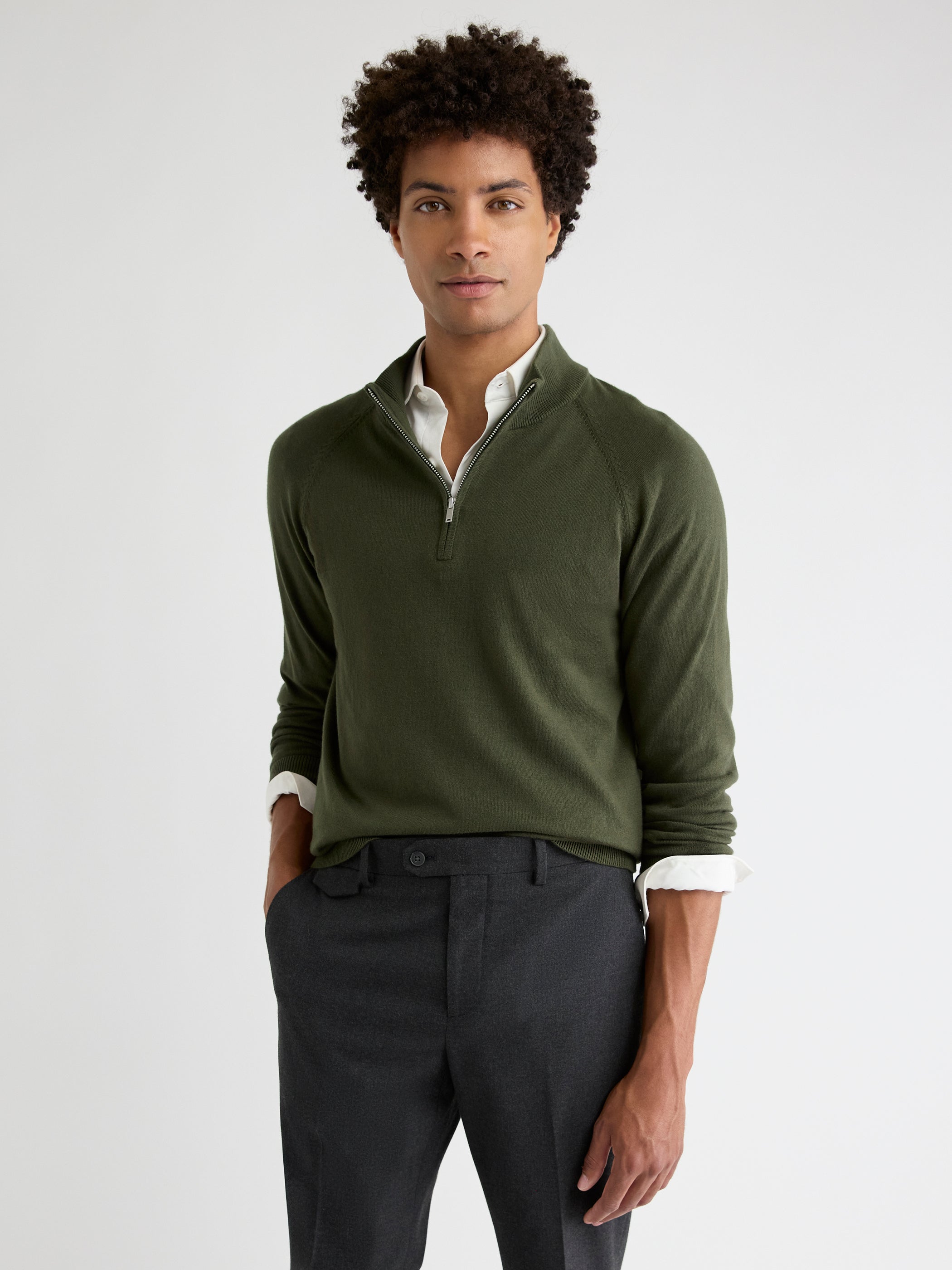 RW&CO Long-Sleeve Quarter-Zip Mock-Neck Sweater
