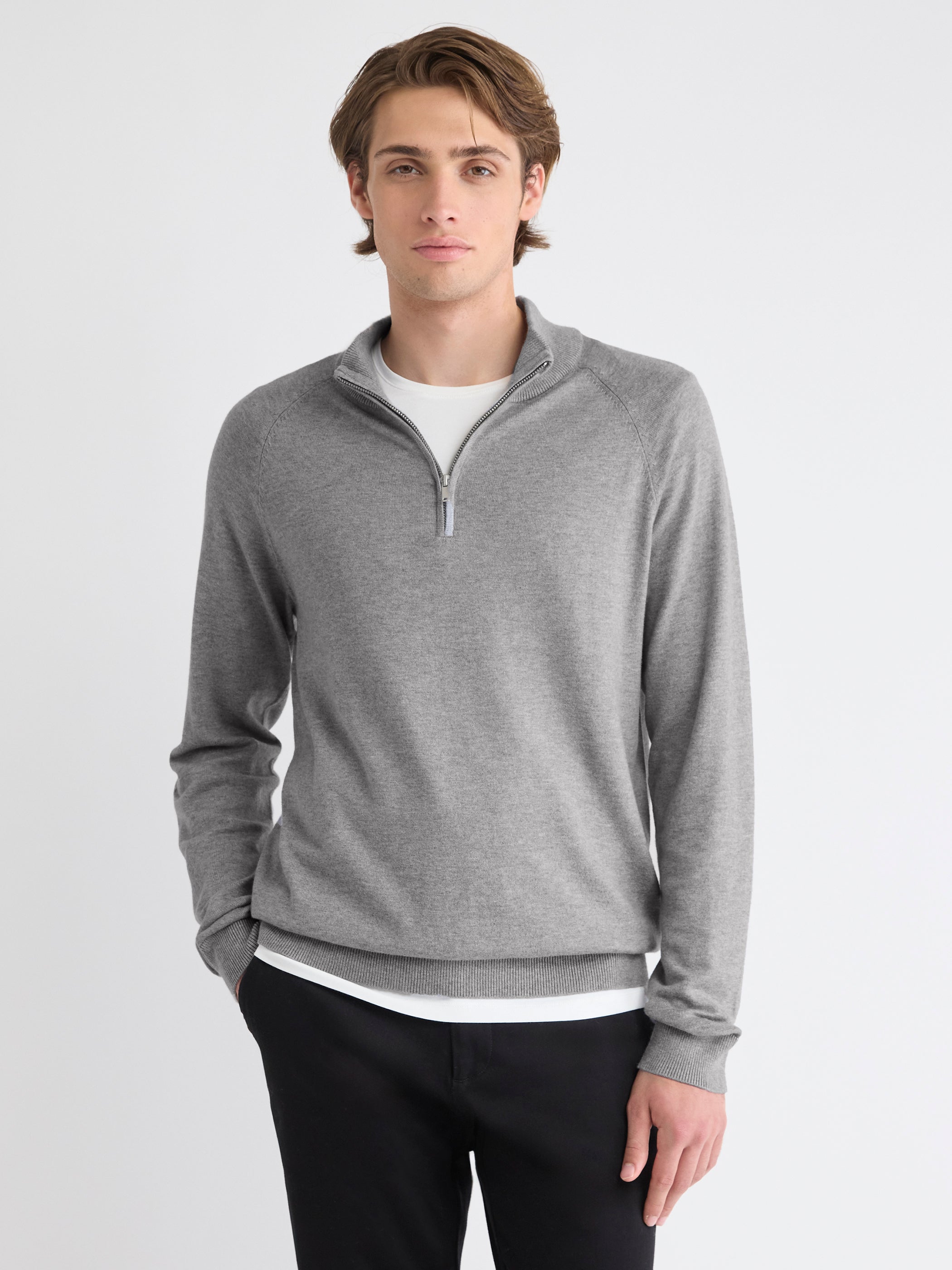 RW&CO Long-Sleeve Quarter-Zip Mock-Neck Sweater