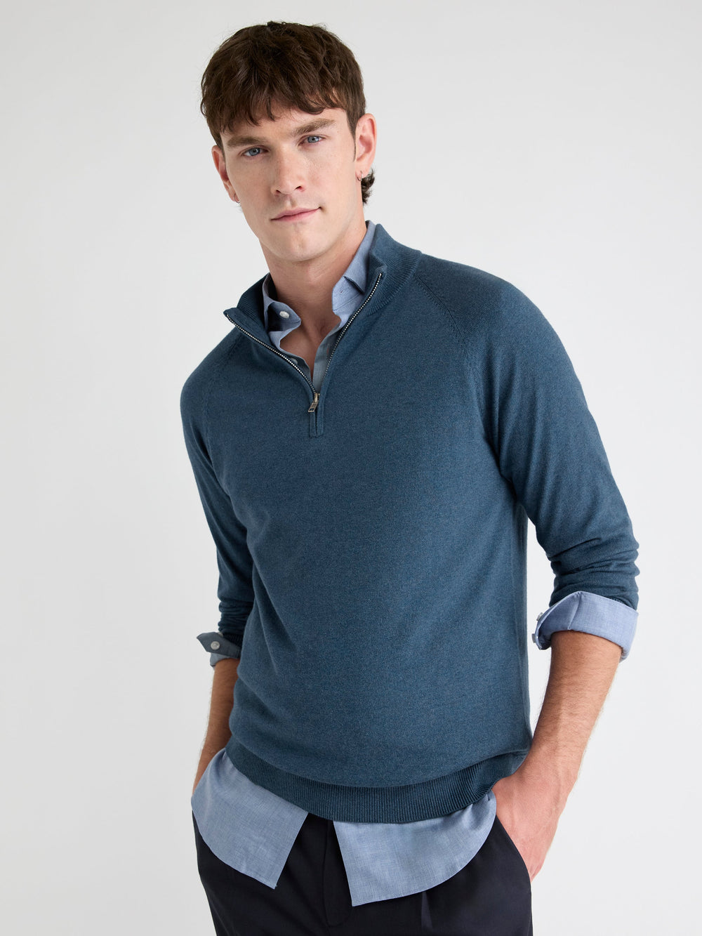 RW&CO Long-Sleeve Quarter-Zip Mock-Neck Sweater