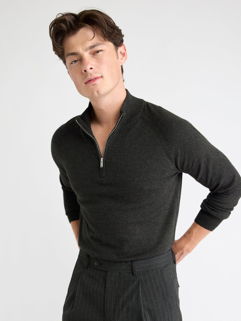 RW&CO Long-Sleeve Quarter-Zip Mock-Neck Sweater