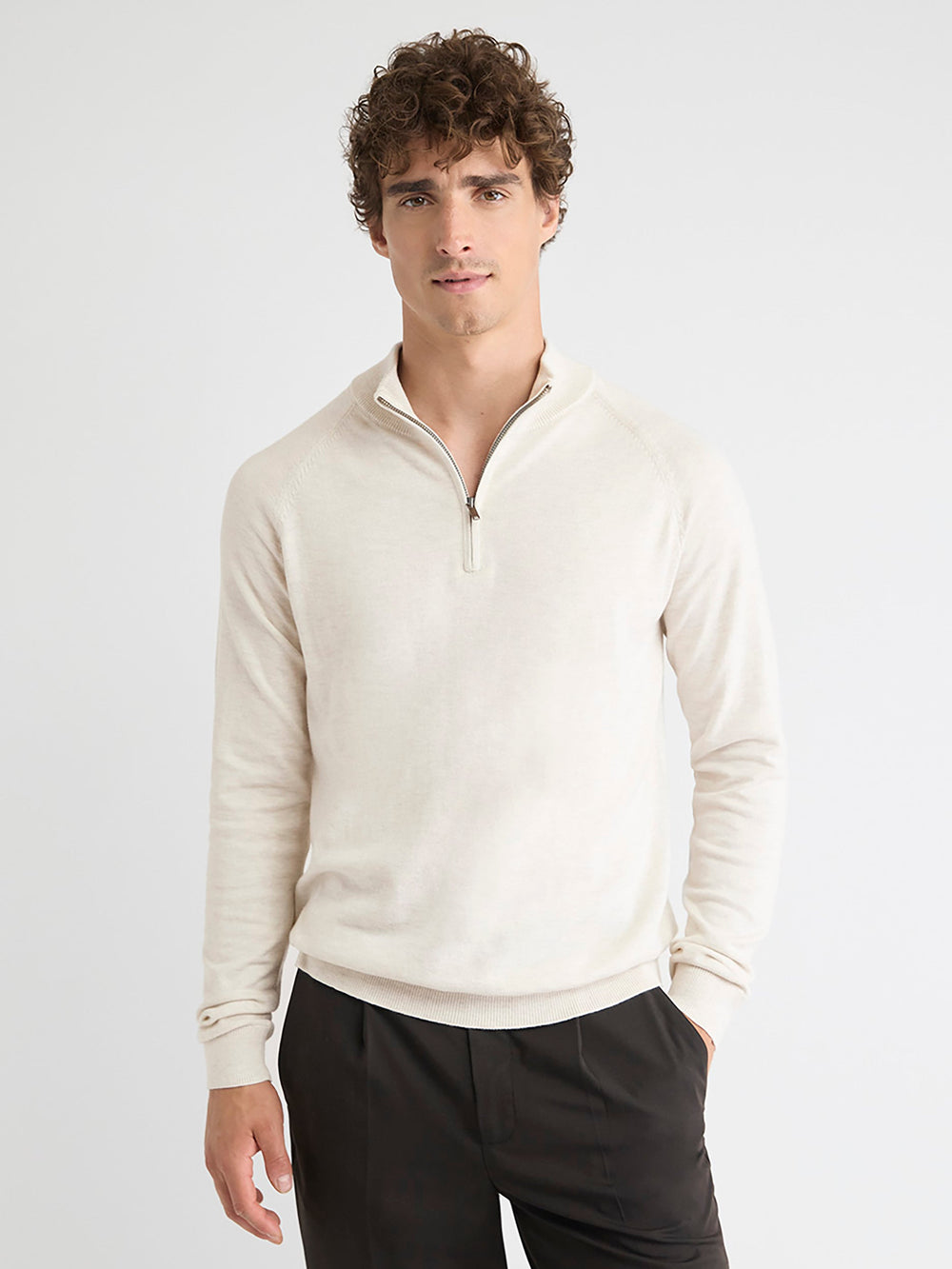 RW&CO Long-Sleeve Quarter-Zip Mock-Neck Sweater