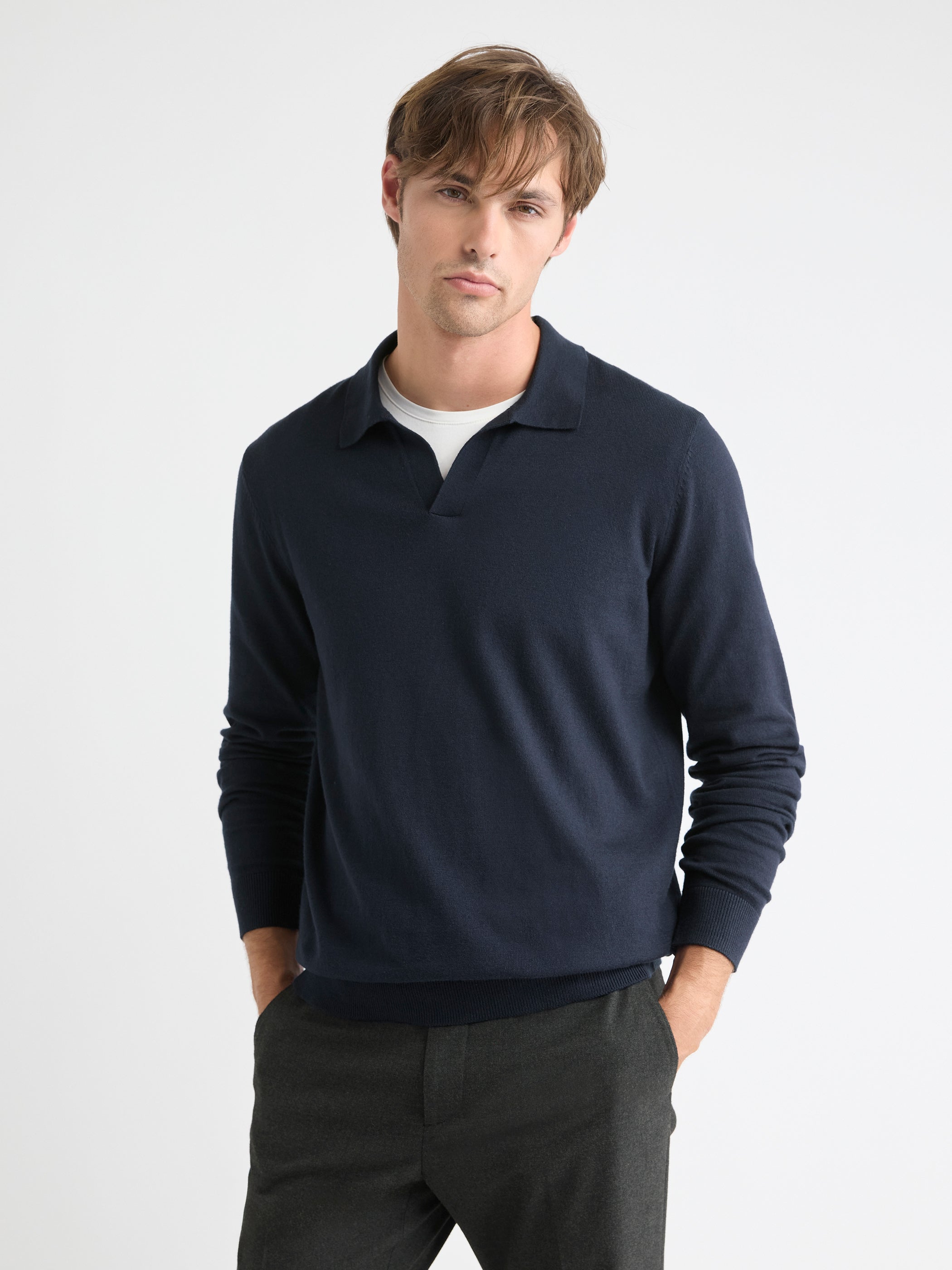 RW&CO Long-Sleeve Sweater with Johnny Collar