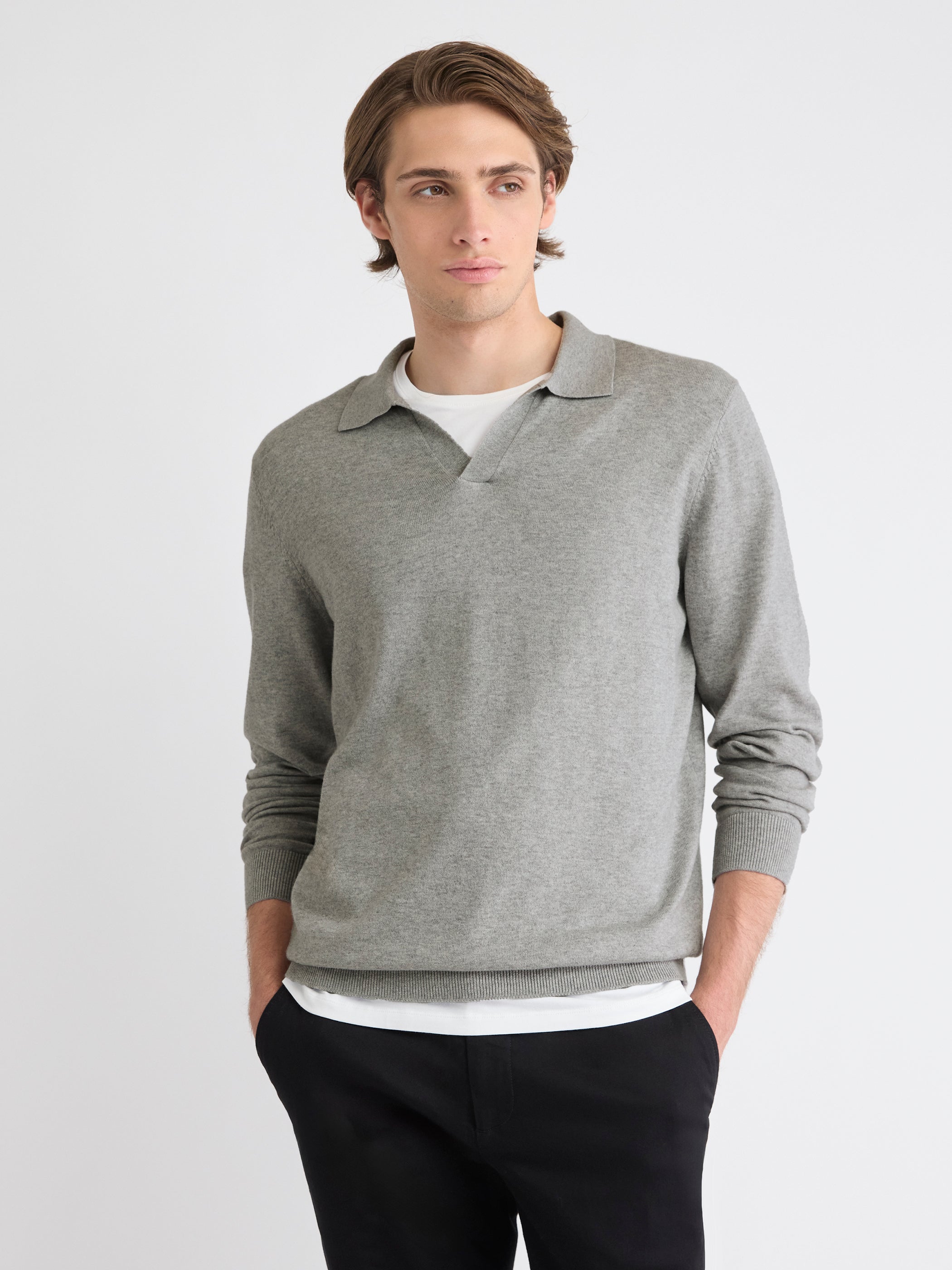 RW&CO Long-Sleeve Sweater with Johnny Collar