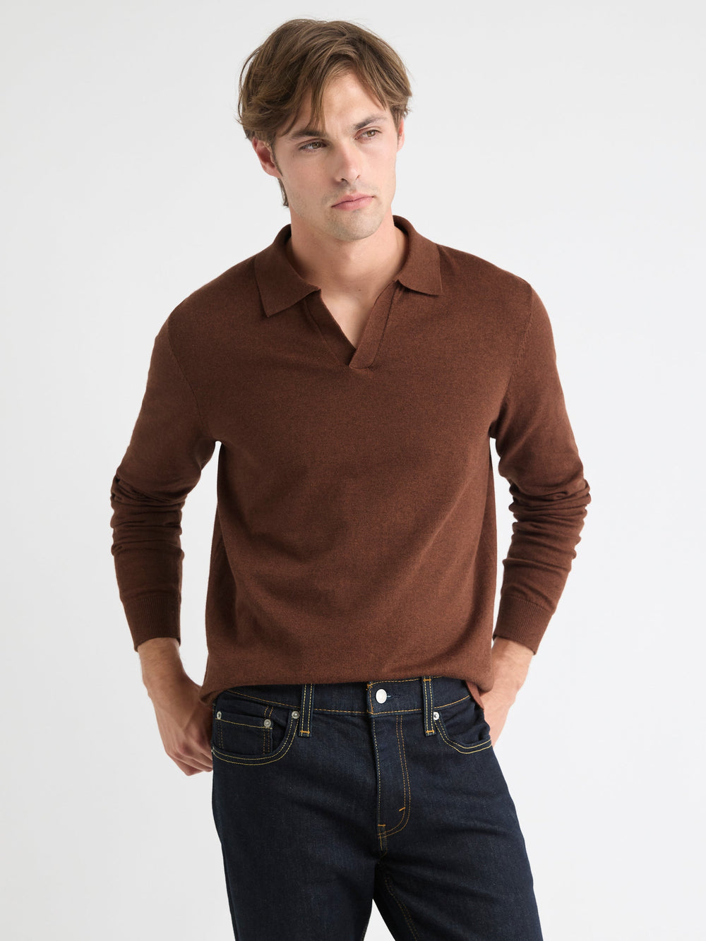 RW&CO Long-Sleeve Sweater with Johnny Collar