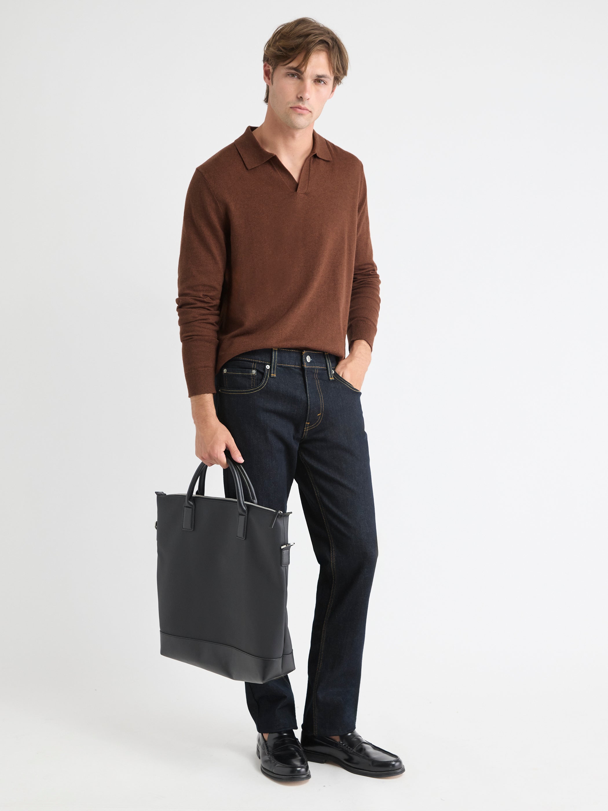RW&CO Long-Sleeve Sweater with Johnny Collar