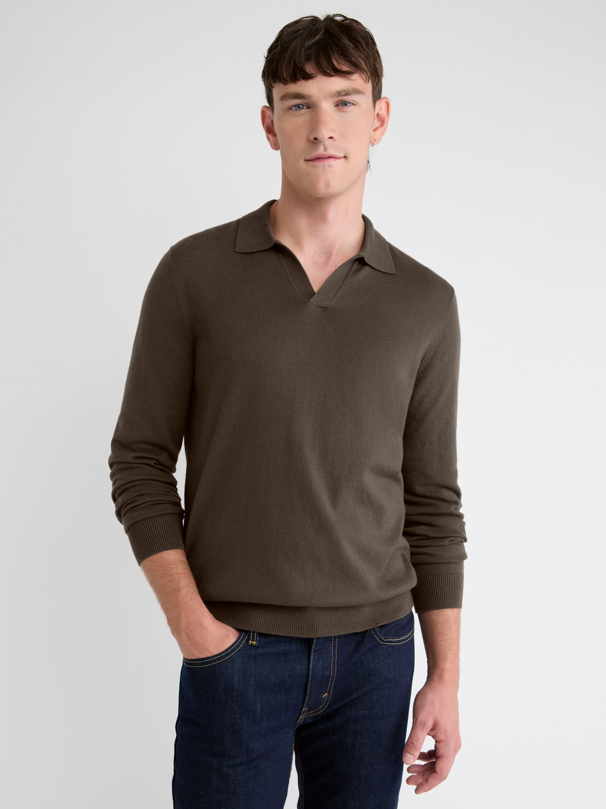 RW&CO Long-Sleeve Sweater with Johnny Collar