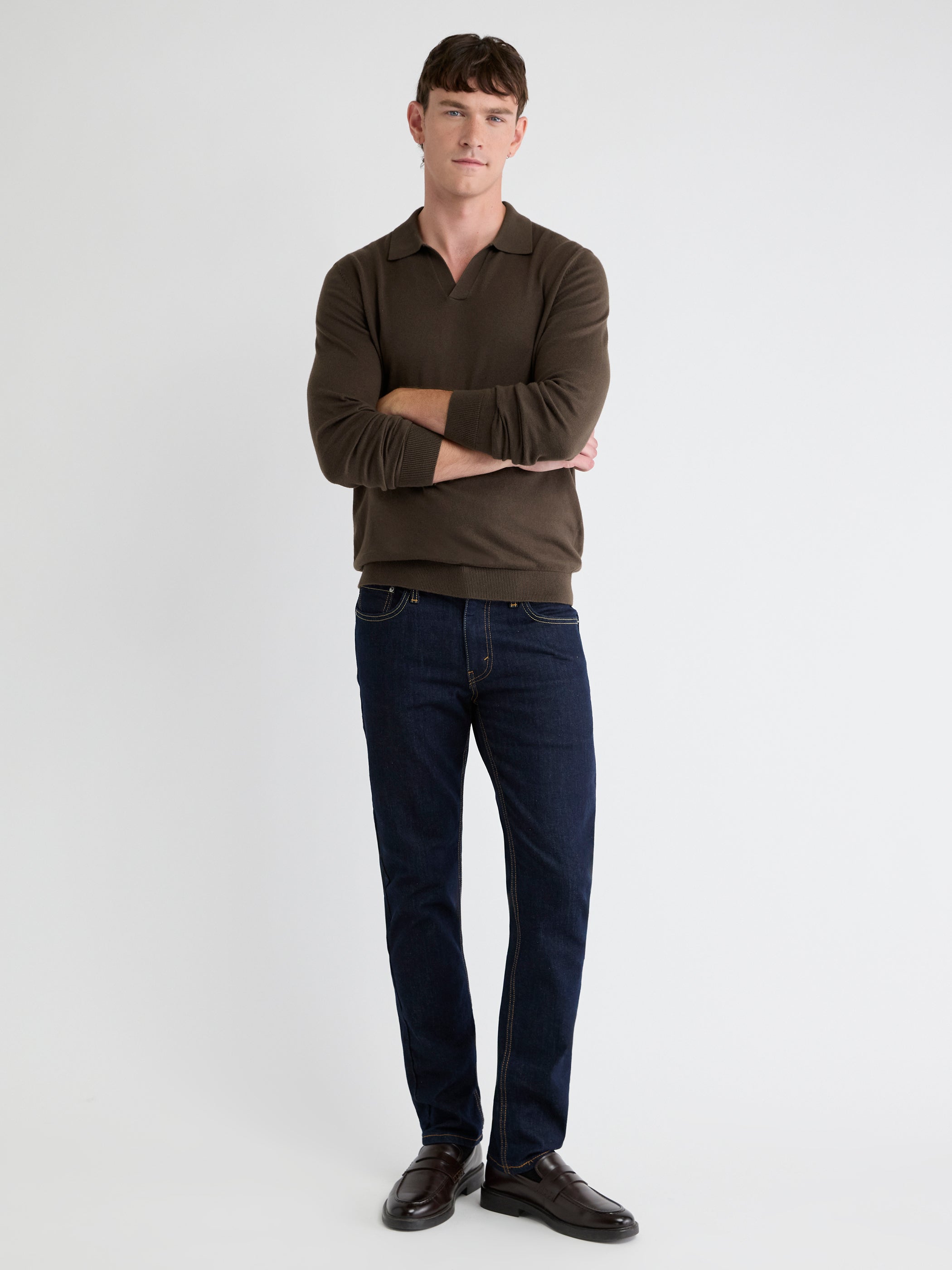 RW&CO Long-Sleeve Sweater with Johnny Collar