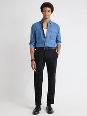 RW&CO Long-Sleeve Denim Shirt with Chest Pocket