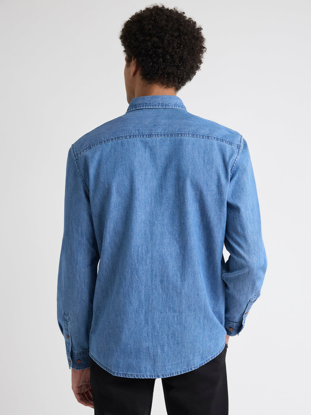 RW&CO Long-Sleeve Denim Shirt with Chest Pocket